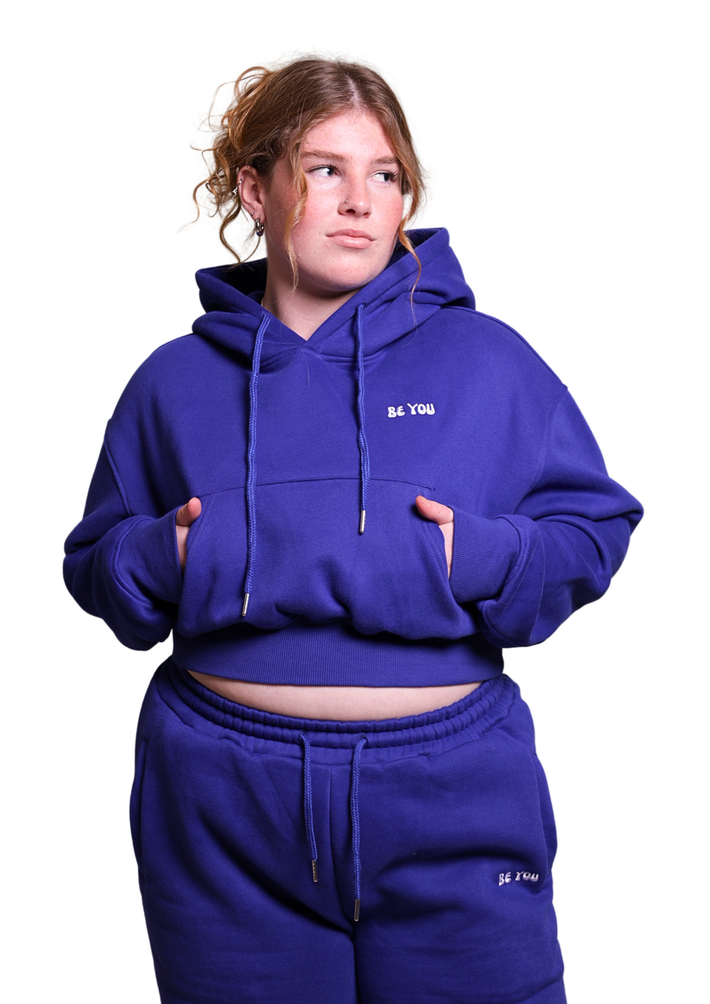 Royal Blue Heavy Cropped Hoodie