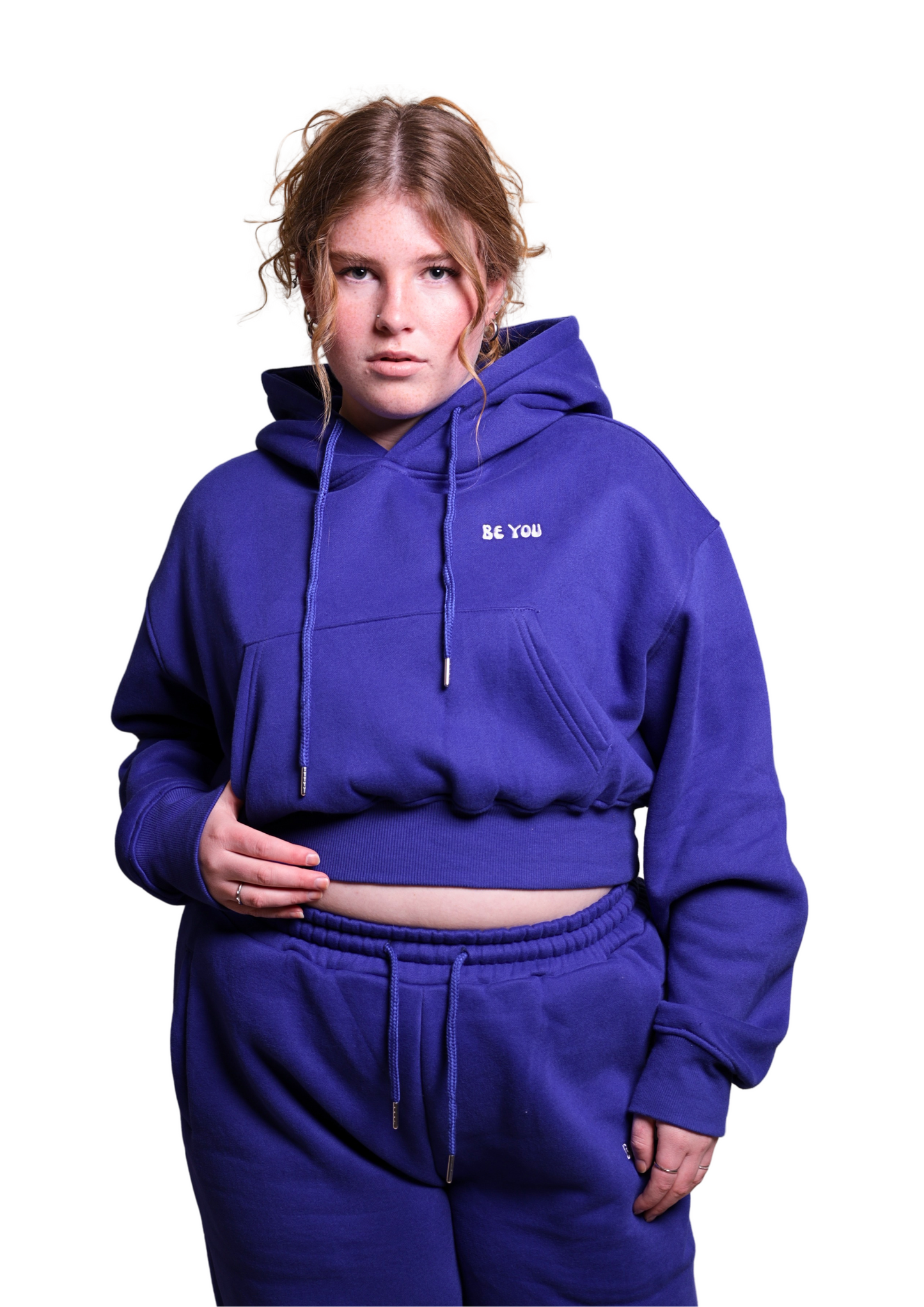 Royal Blue Heavy Cropped Hoodie