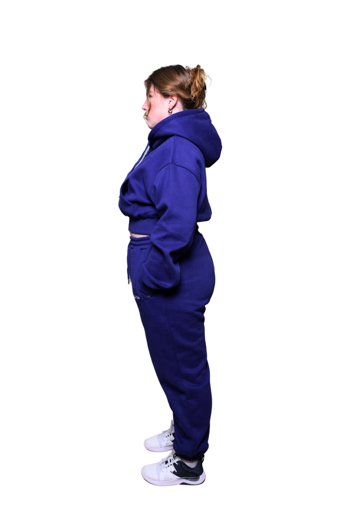 Royal Bleu Heavy Cropped pullover Hoodie Jogger Set