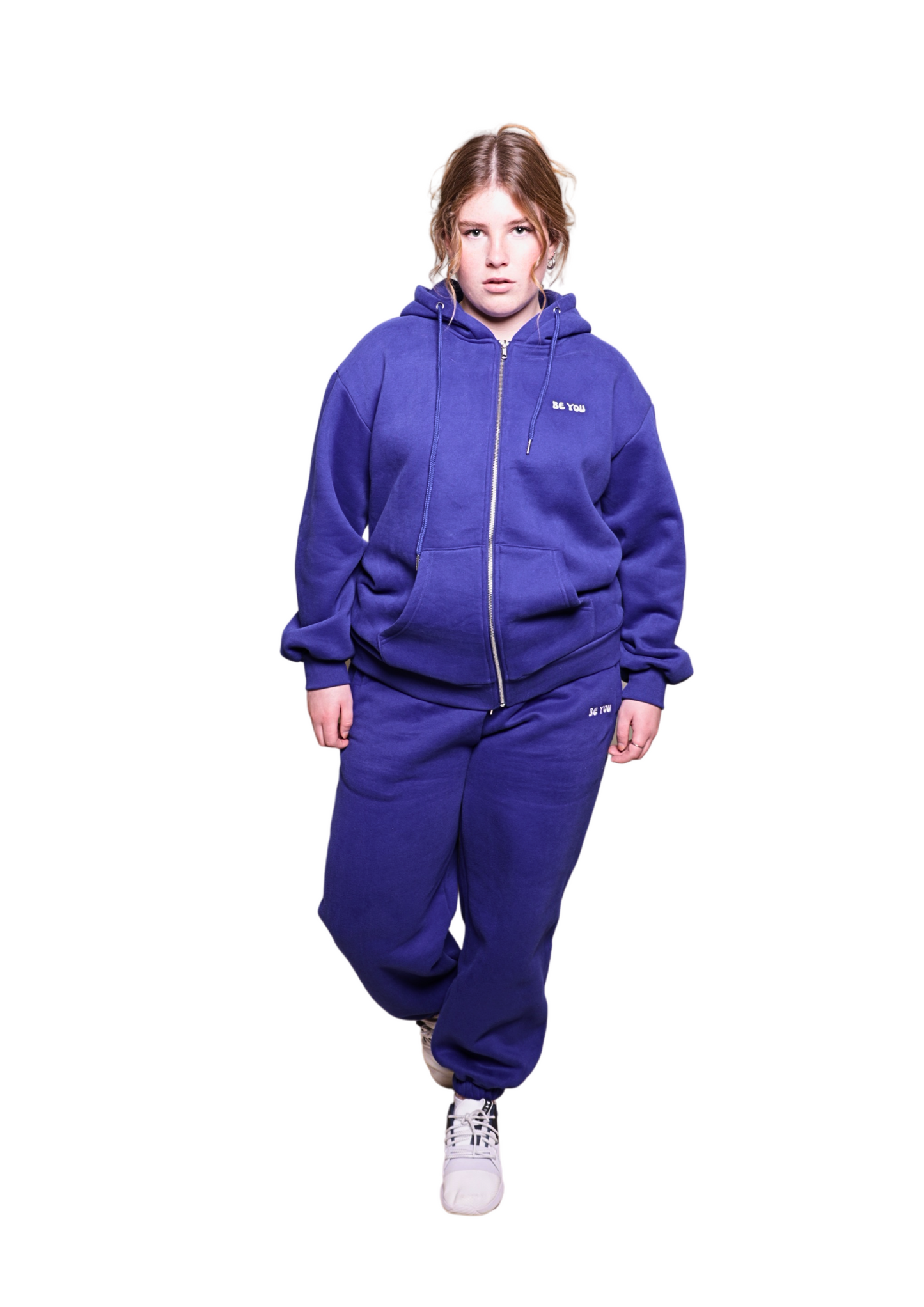 Unisex Full Zip Royal Blue Heavy pullover Hoodie Jogger Set