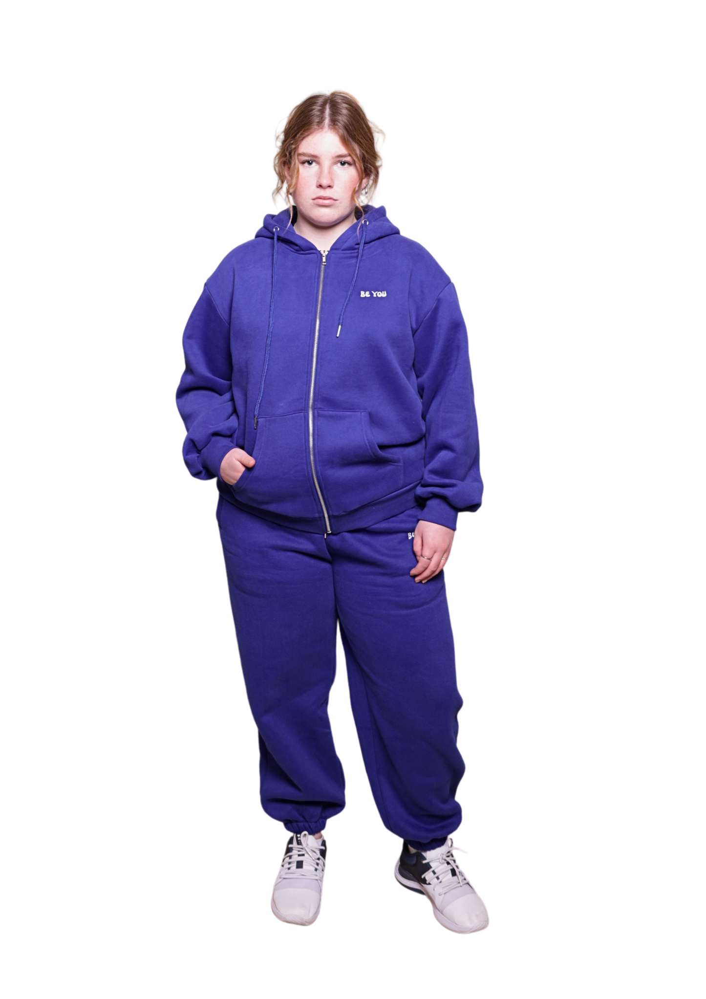 Unisex Full Zip Royal Blue Heavy pullover Hoodie Jogger Set