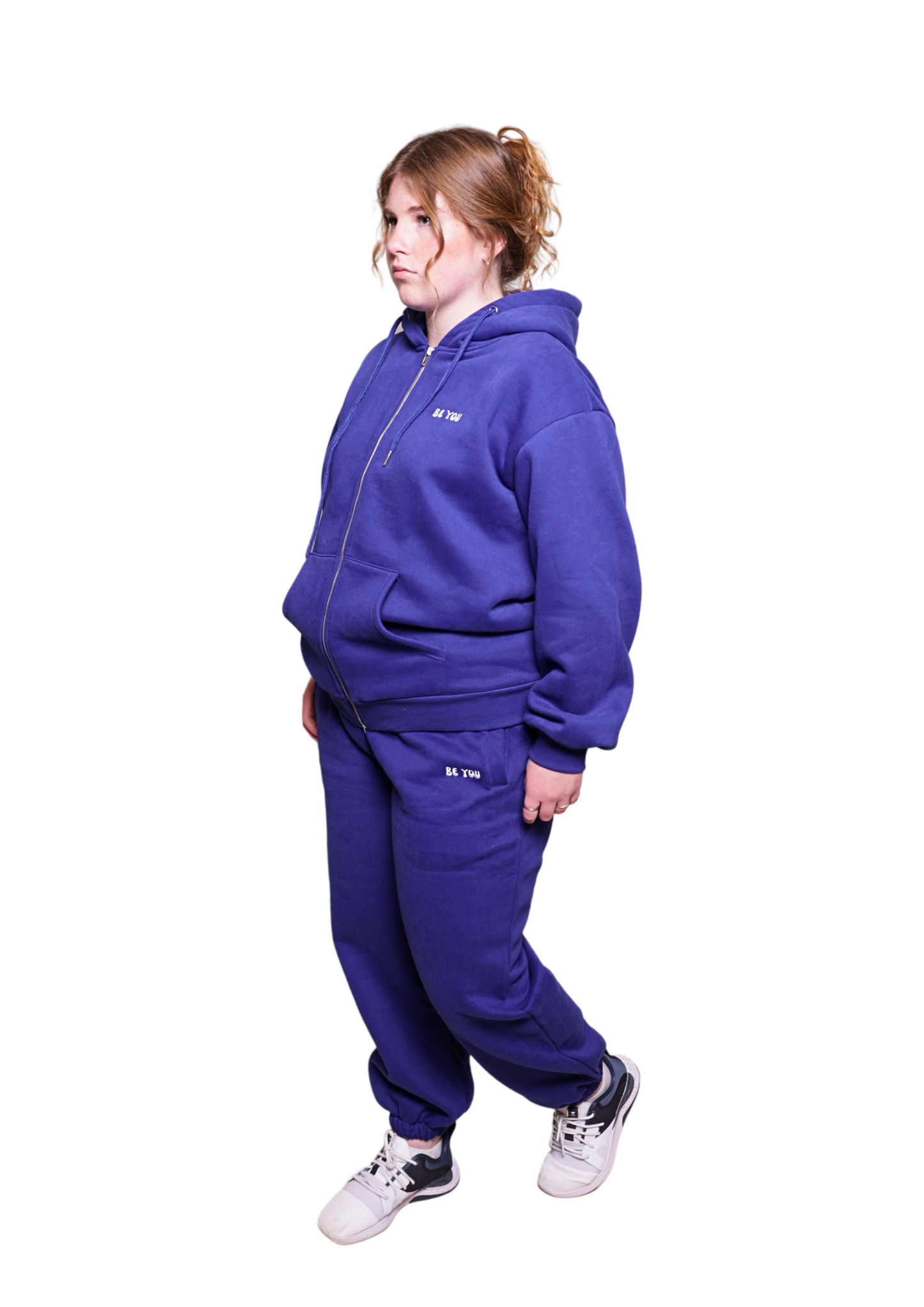 Unisex Full Zip Royal Blue Heavy pullover Hoodie Jogger Set