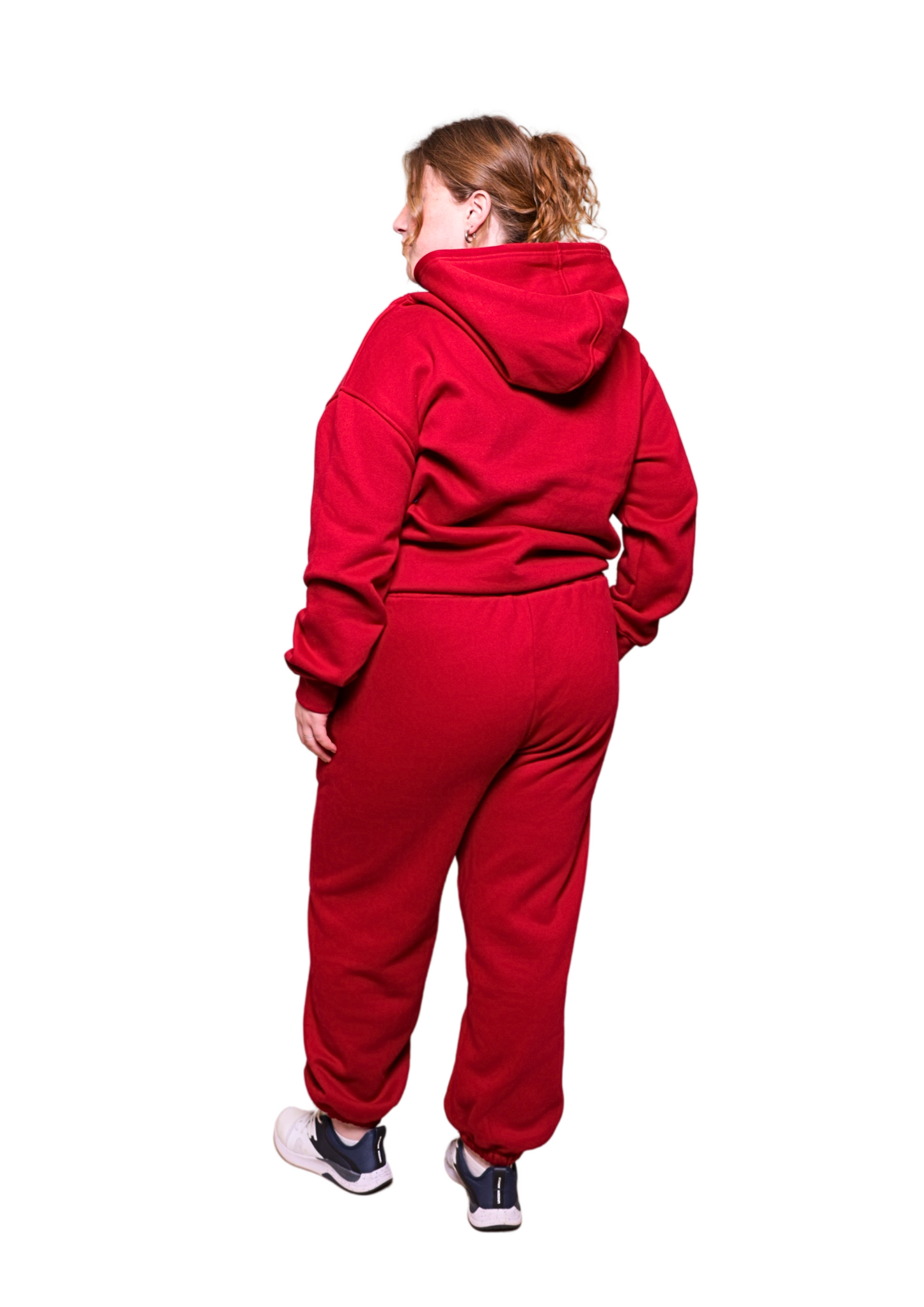 Unisex Red Heavy pullover Hoodie Jogger Set