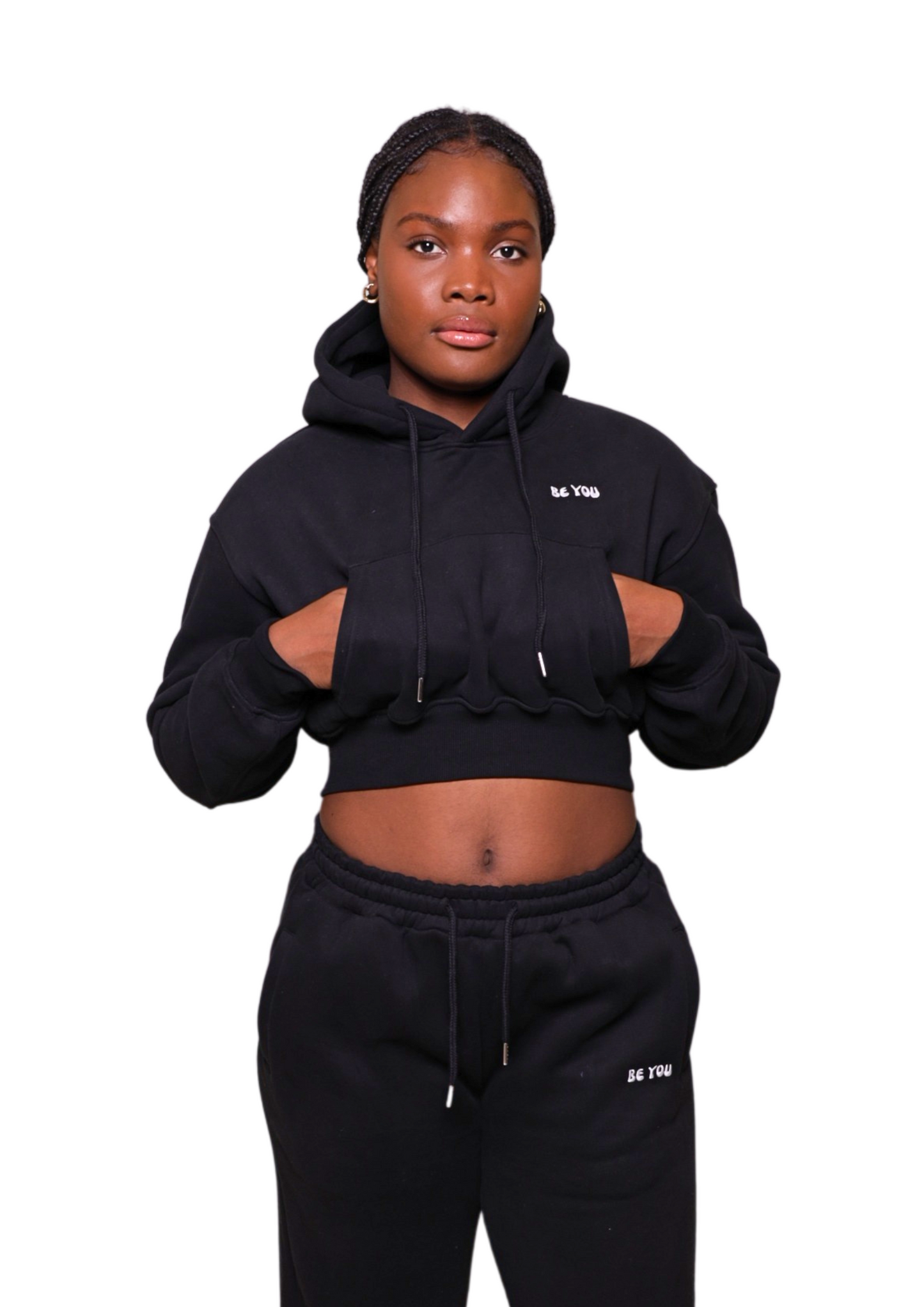 Black Heavy Cropped Hoodie