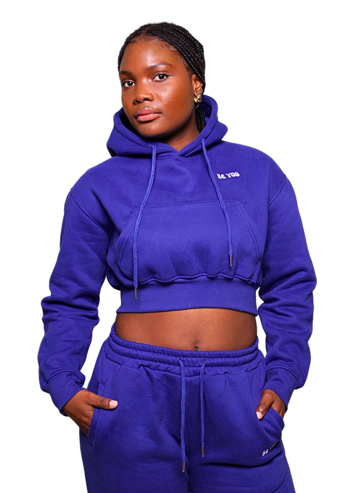 Royal Blue Heavy Cropped Hoodie