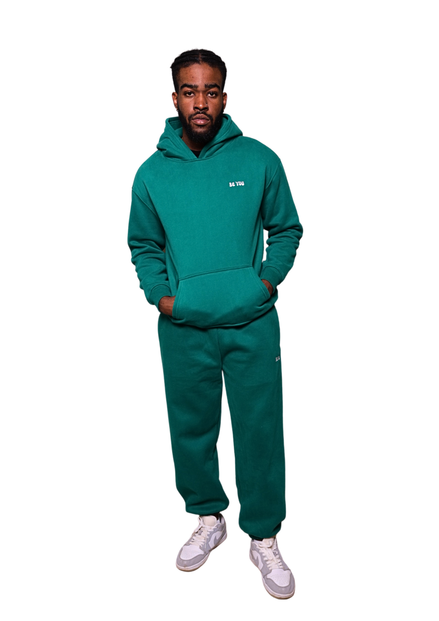 Ensemble de jogging à capuche et pull épais vert unisexe