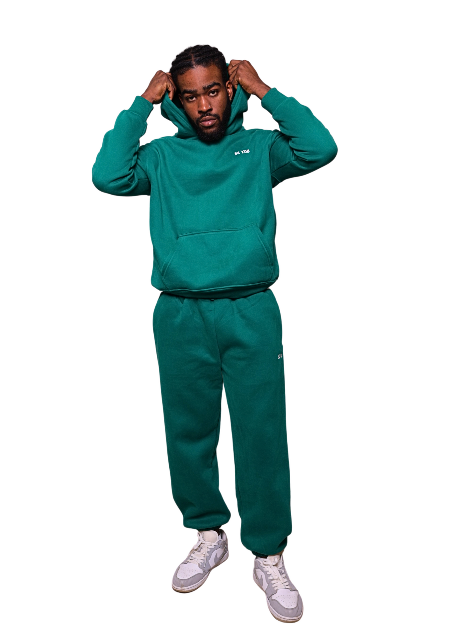 Ensemble de jogging à capuche et pull épais vert unisexe