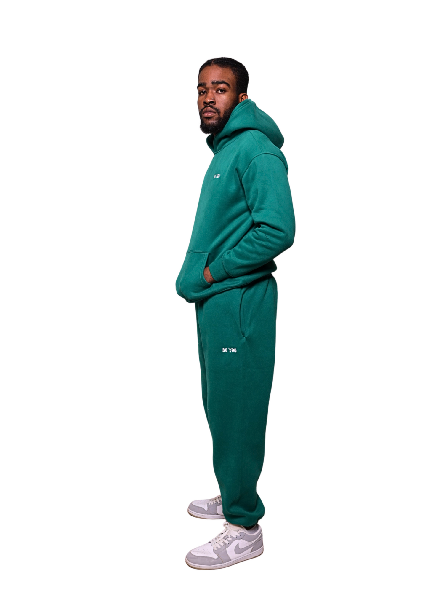 Ensemble de jogging à capuche et pull épais vert unisexe