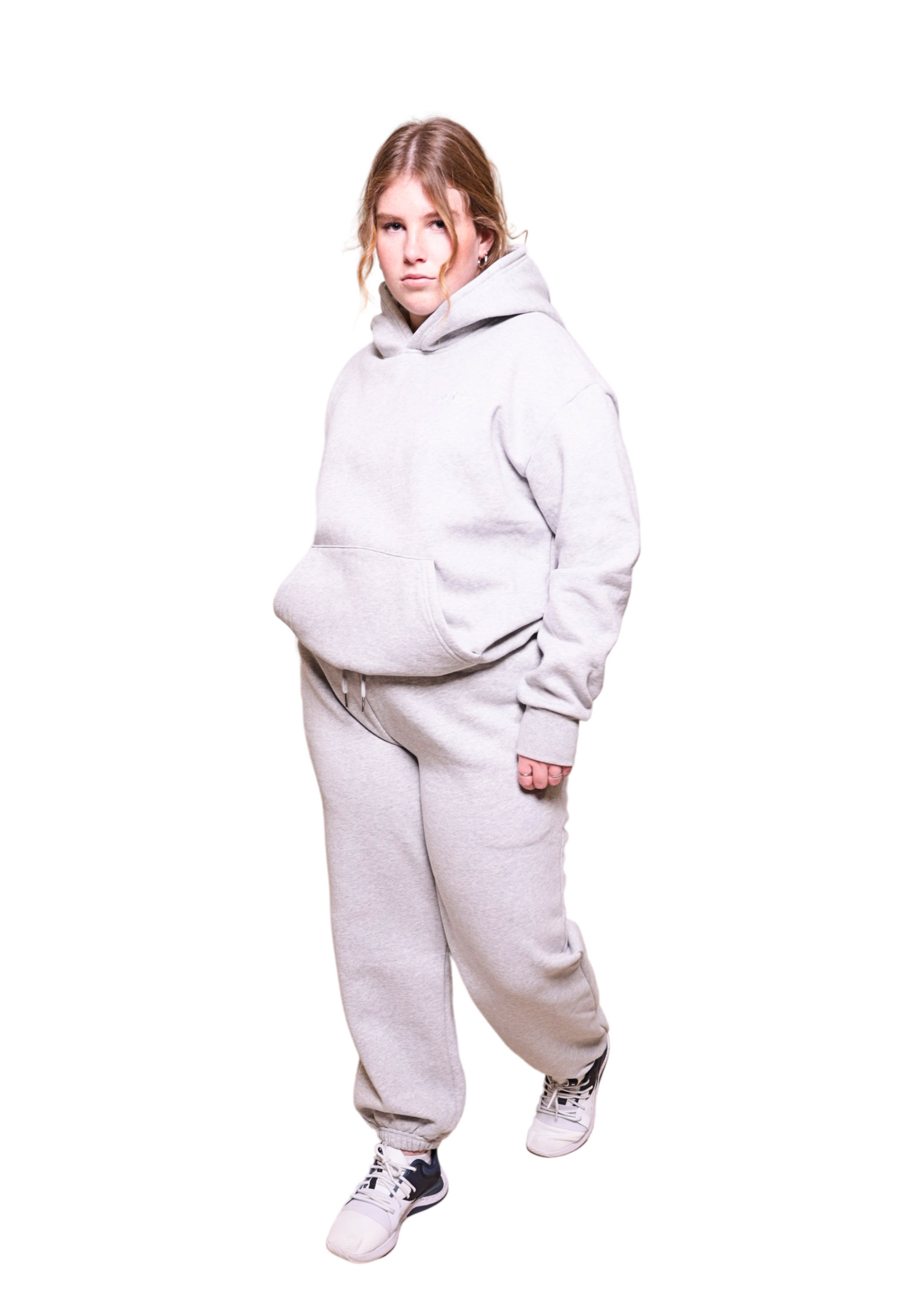 Unisex Grey Heavy pullover Hoodie Jogger Set