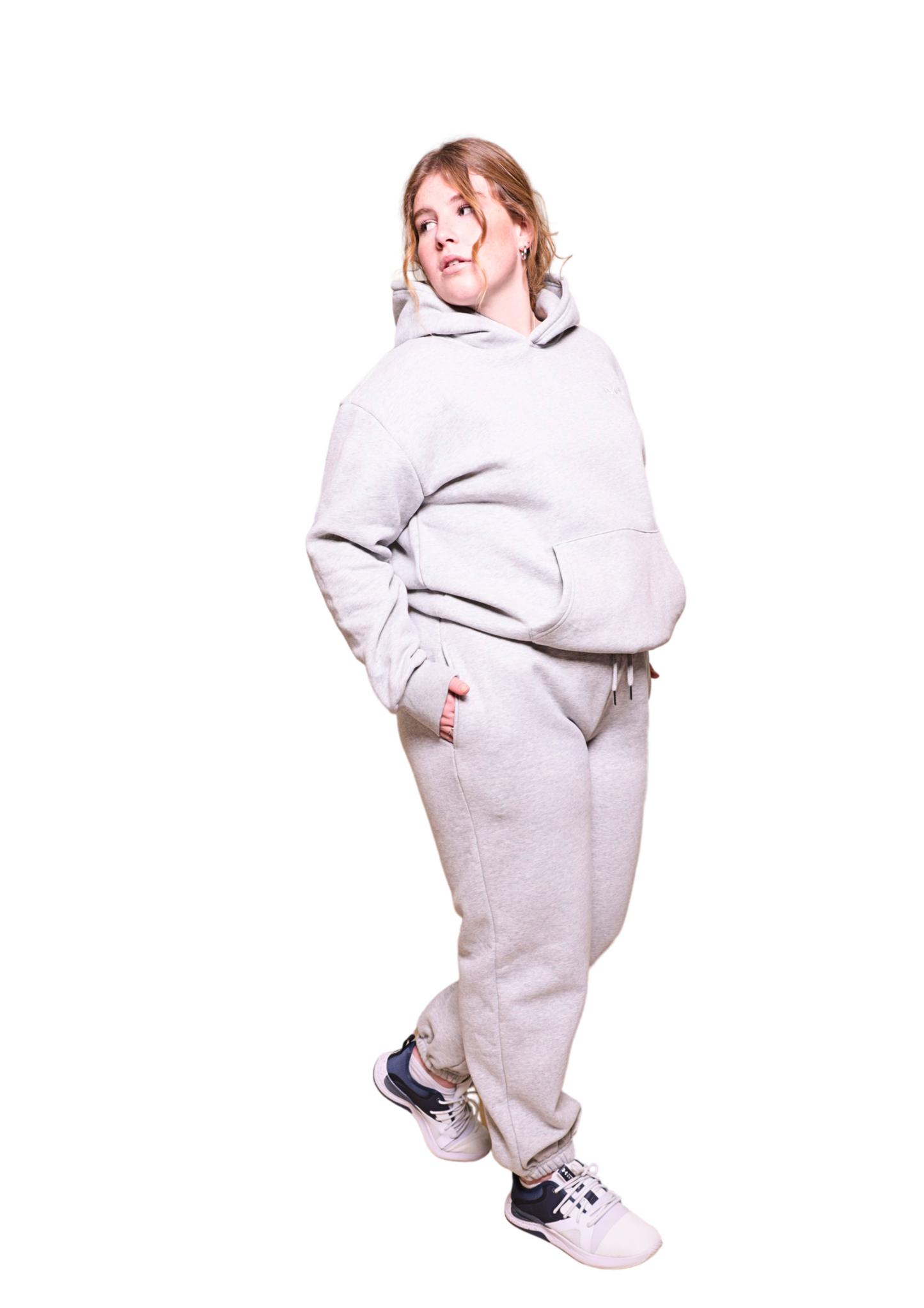 Unisex Grey Heavy pullover Hoodie Jogger Set