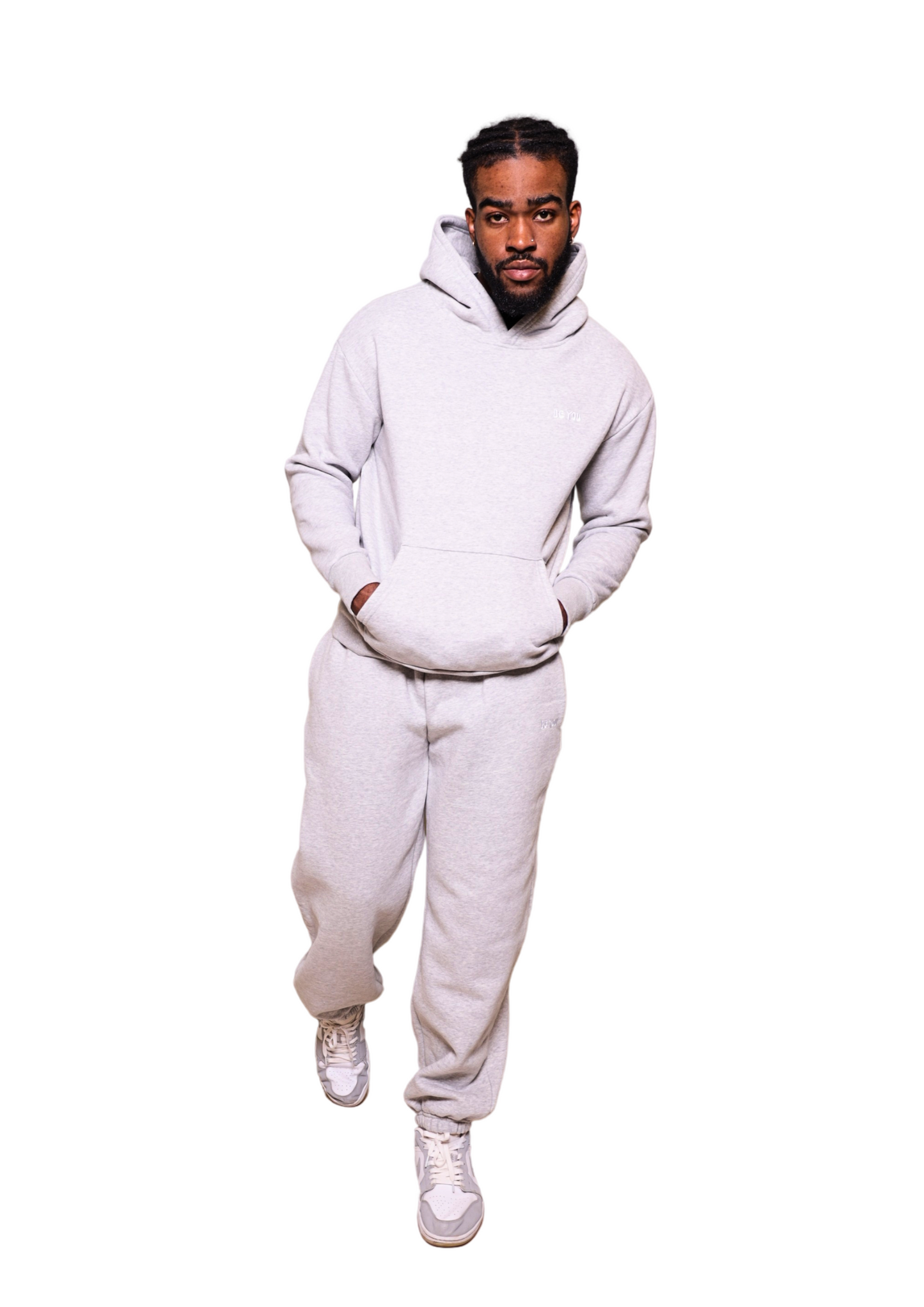 Unisex Grey Heavy pullover Hoodie Jogger Set
