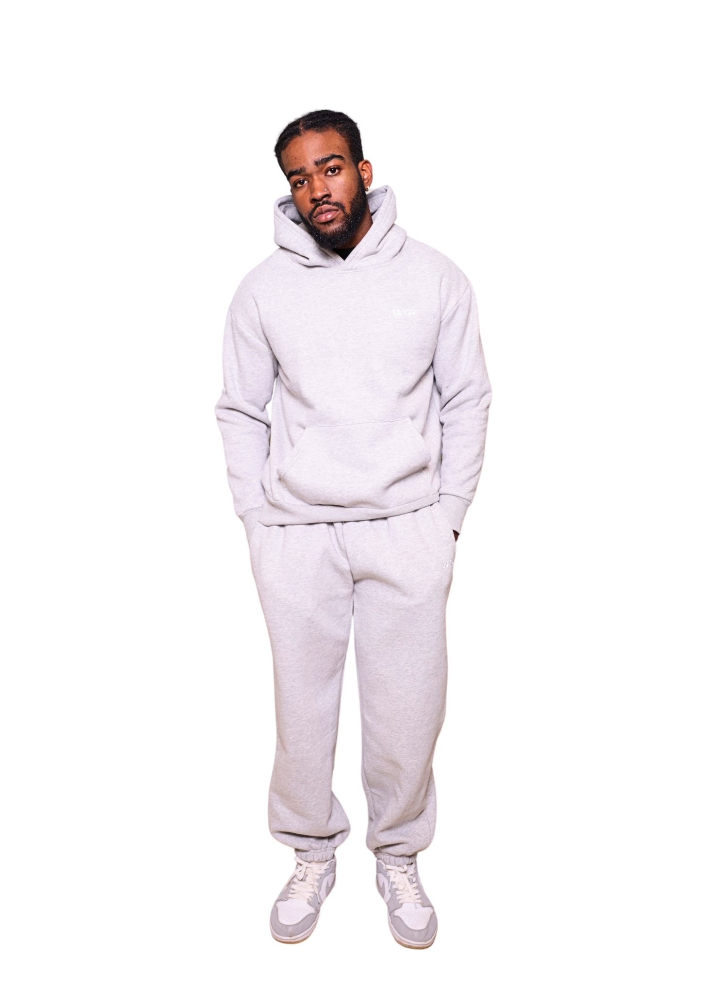 Unisex Grey Heavy pullover Hoodie Jogger Set