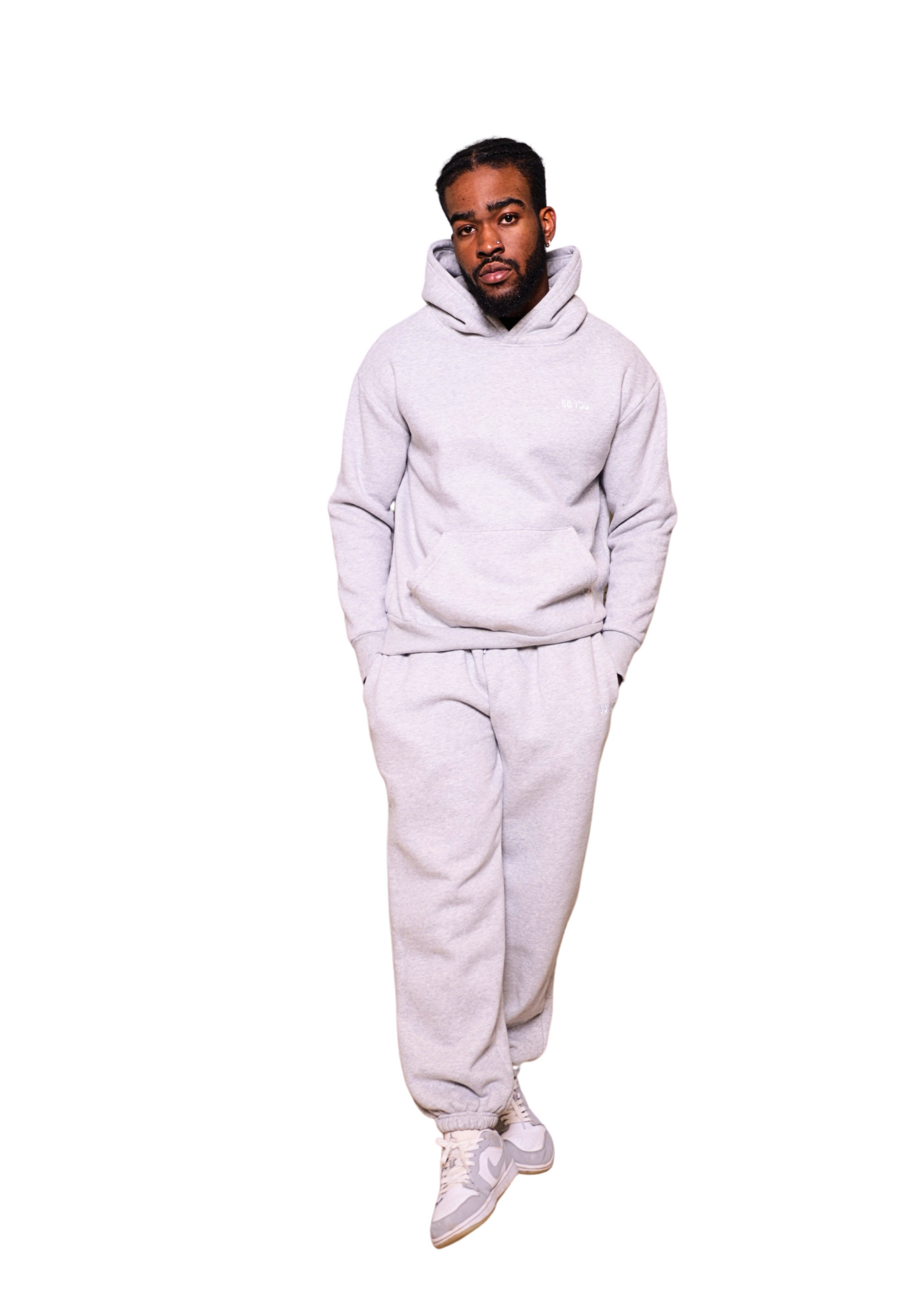 Unisex Grey Heavy pullover Hoodie Jogger Set