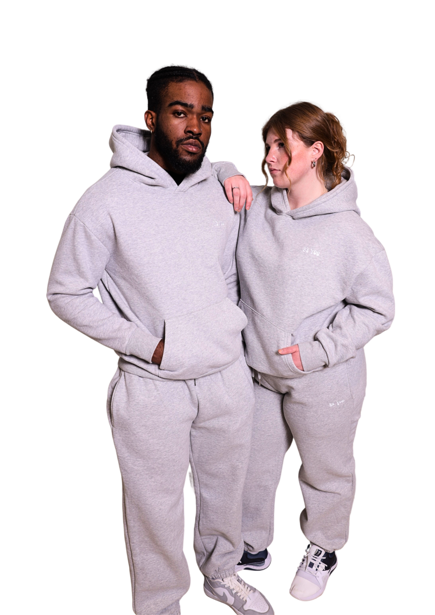 Unisex Grey Heavy pullover Hoodie Jogger Set