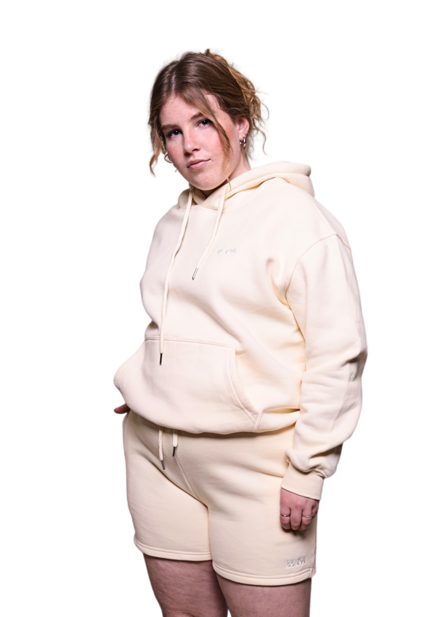Beige Heavy Hoodie/Short Set
