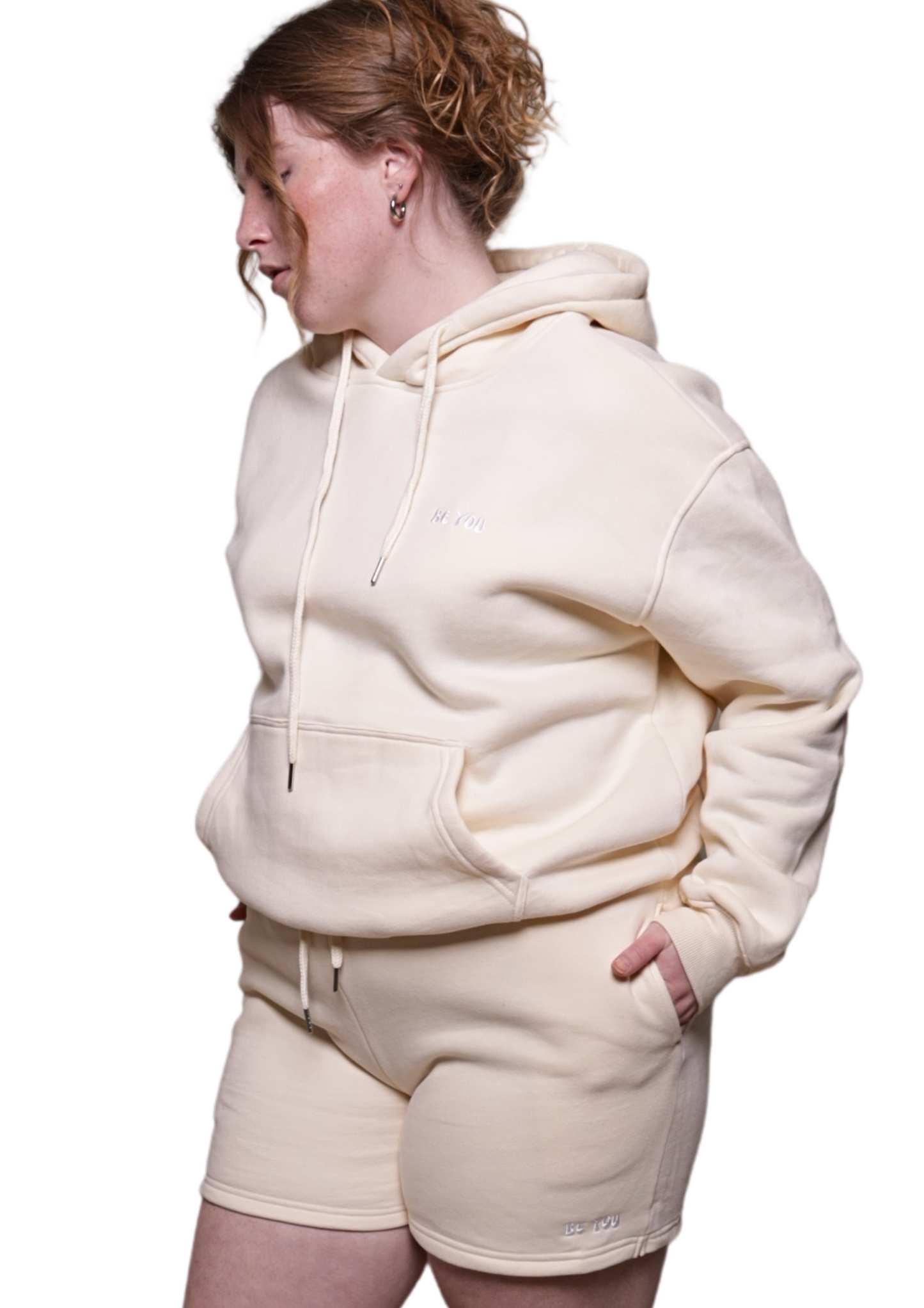 Beige Heavy Hoodie/Short Set