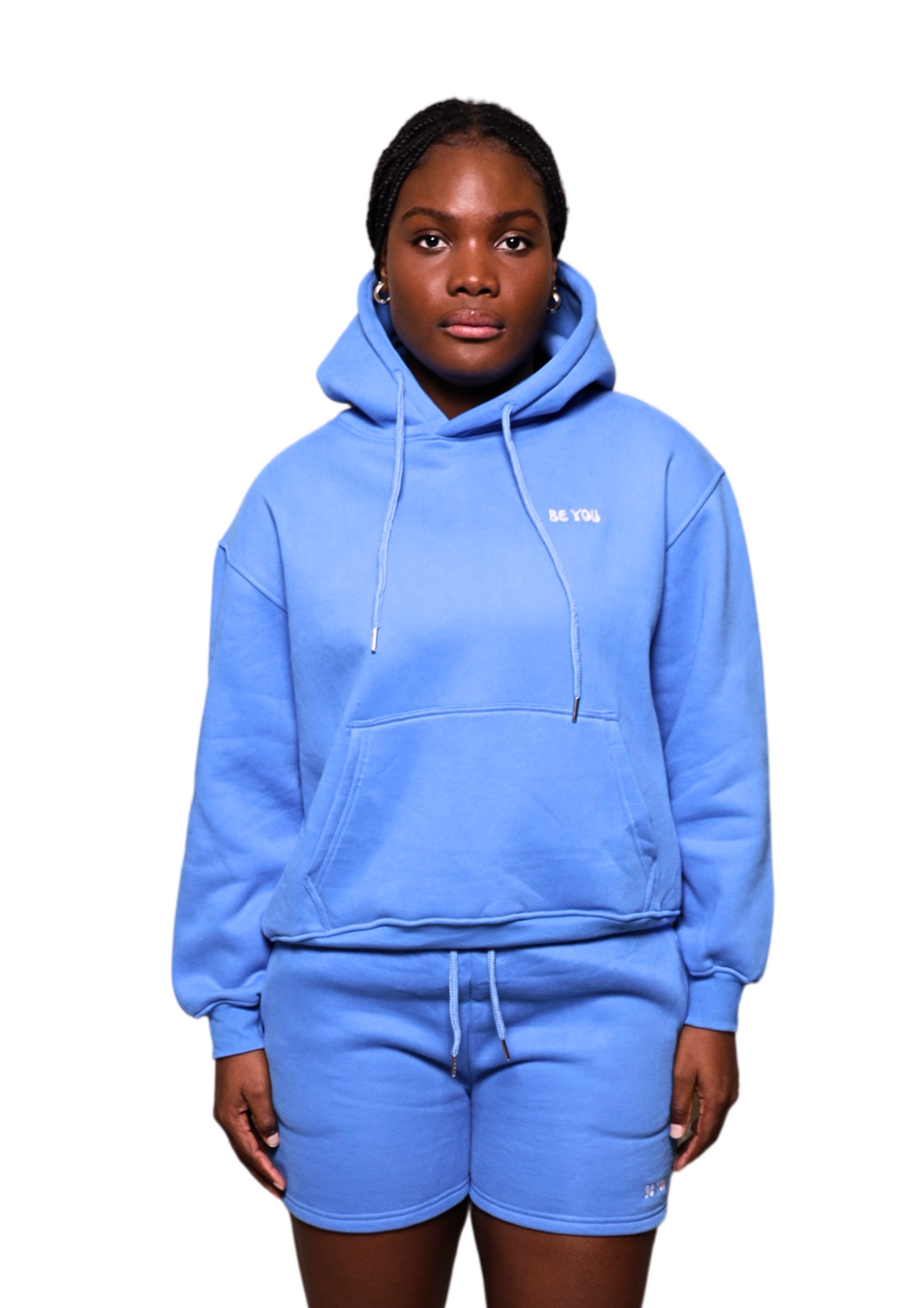 Unisex Light Blue Heavy pullover Hoodie with drawstring