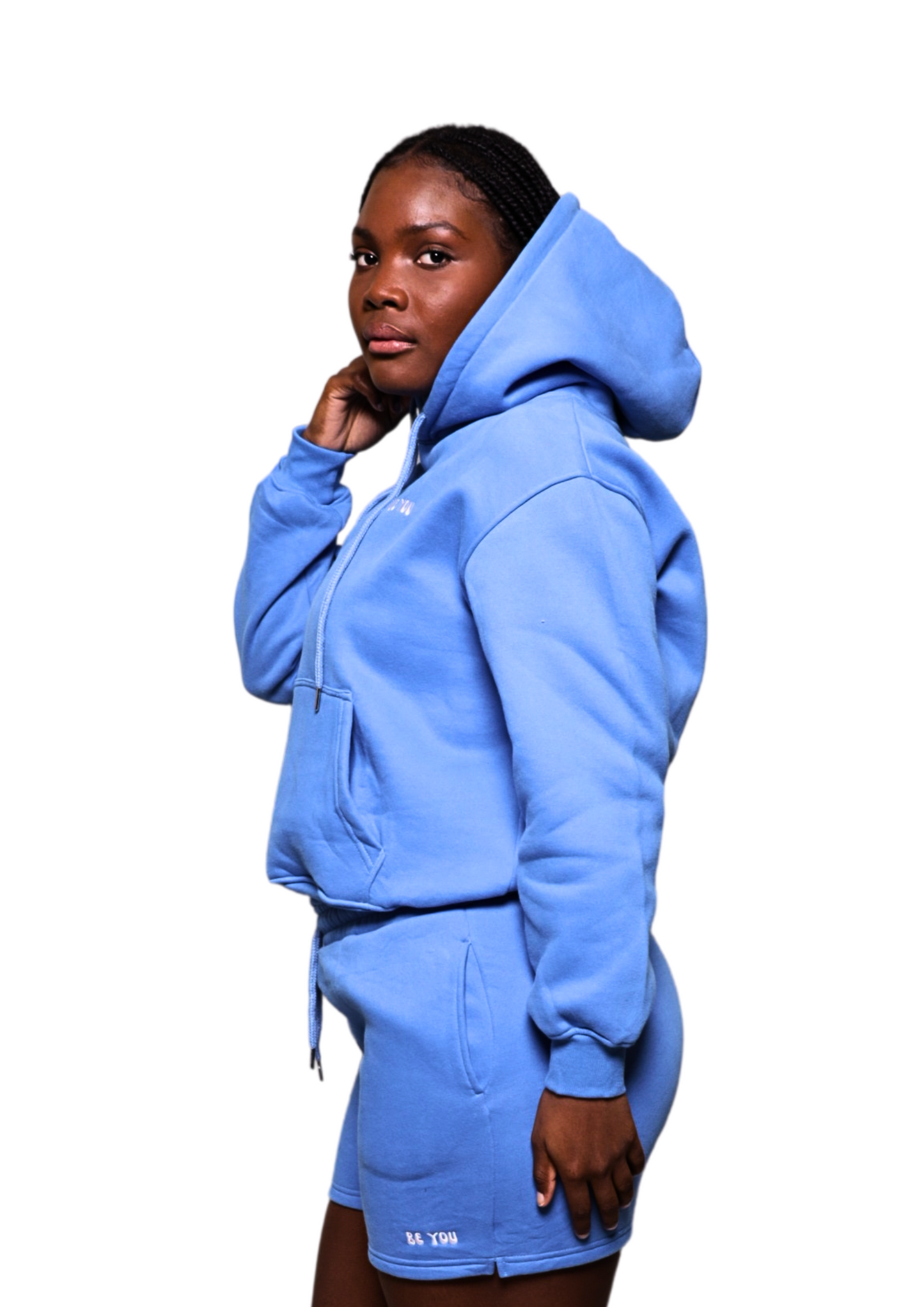 Unisex Light Blue Heavy pullover Hoodie with drawstring