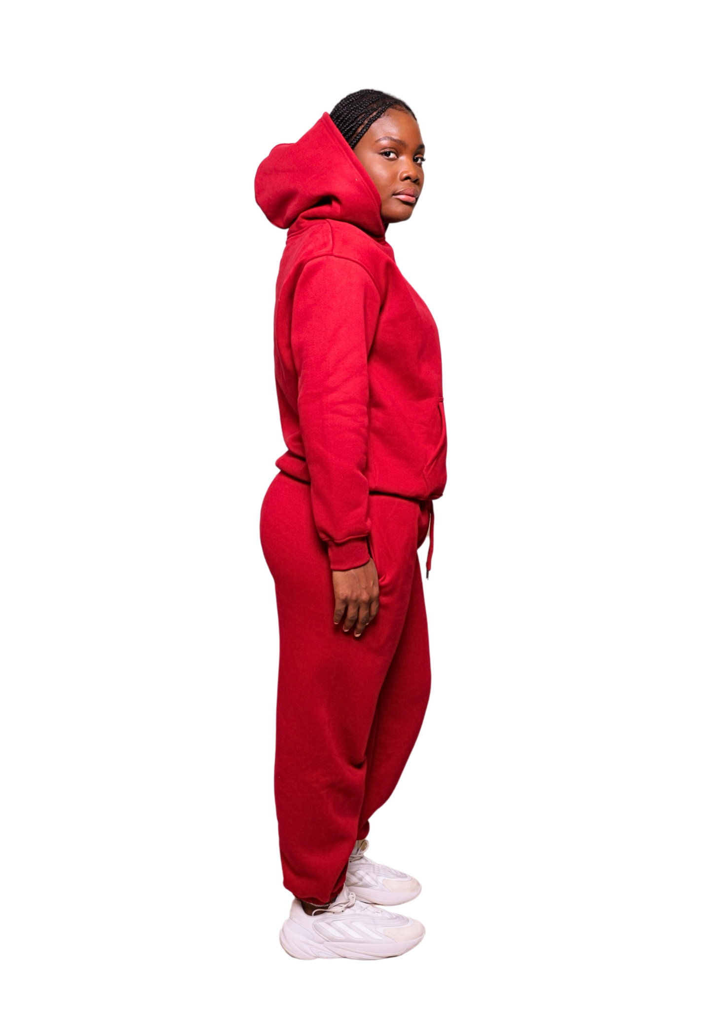 Unisex Red Heavy pullover Hoodie Jogger Set
