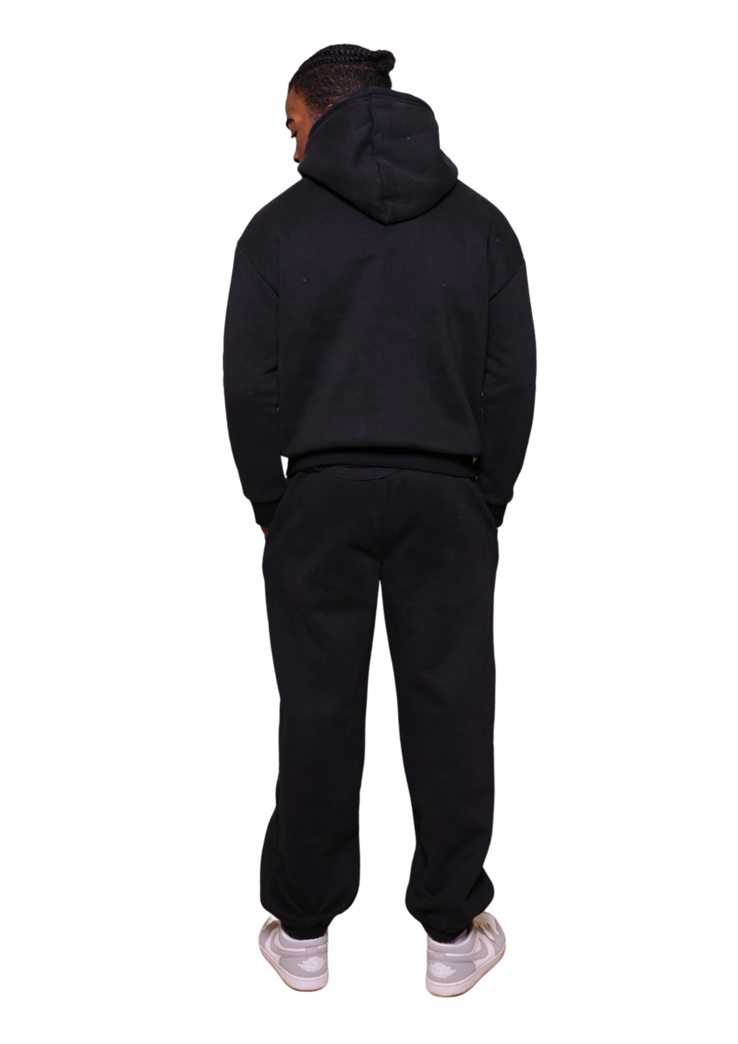 Unisex Black Heavy pullover Hoodie Jogger Set