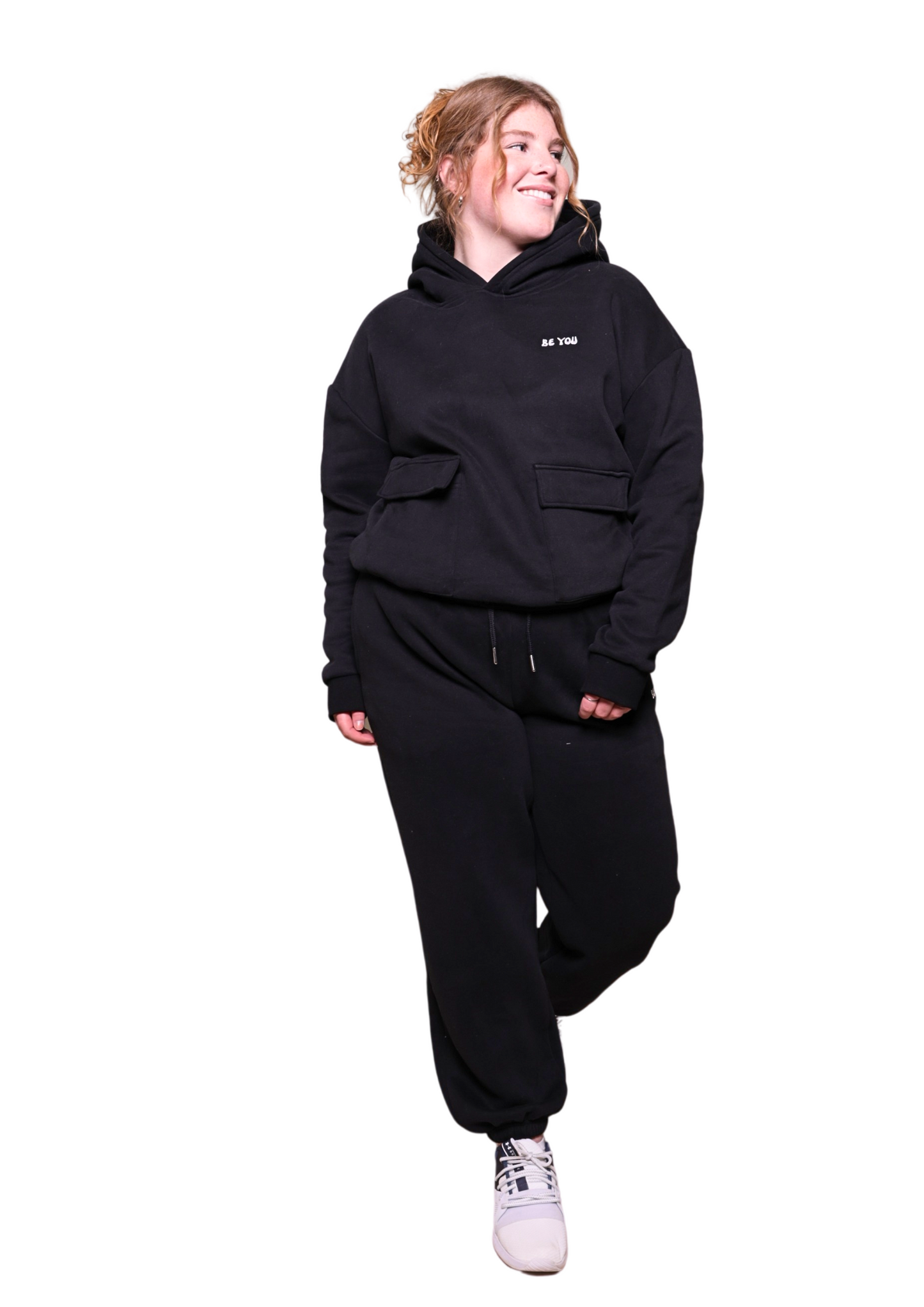 Unisex Black Heavy pullover Hoodie Jogger Set