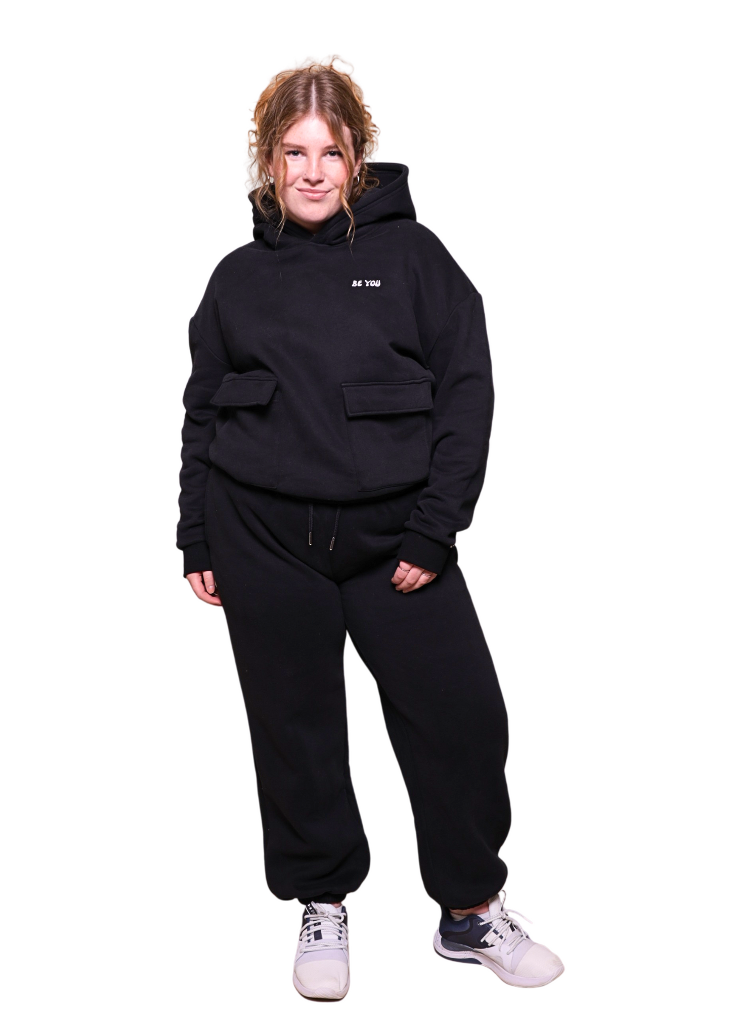 Unisex Black Heavy pullover Hoodie Jogger Set