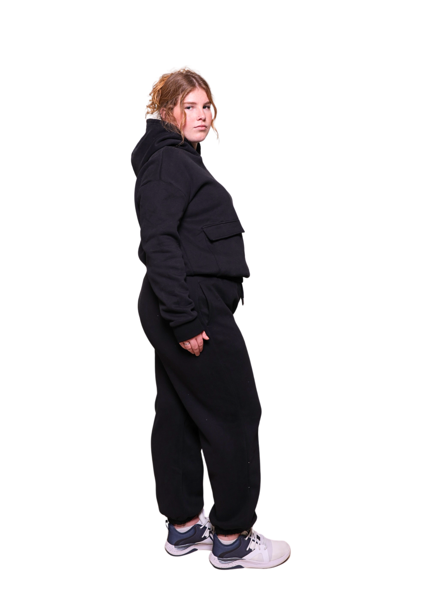 Unisex Black Heavy pullover Hoodie Jogger Set