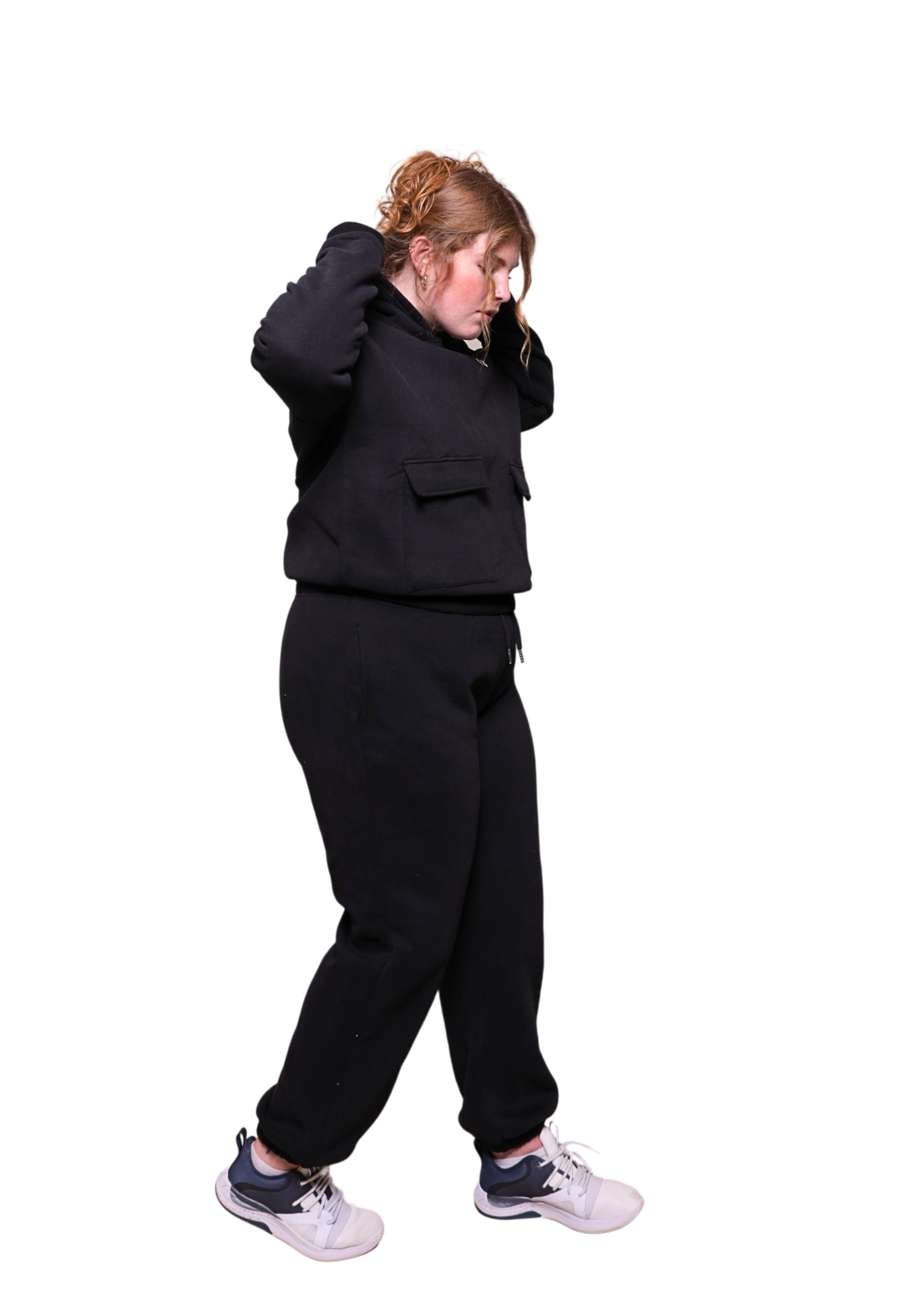 Unisex Black Heavy pullover Hoodie Jogger Set