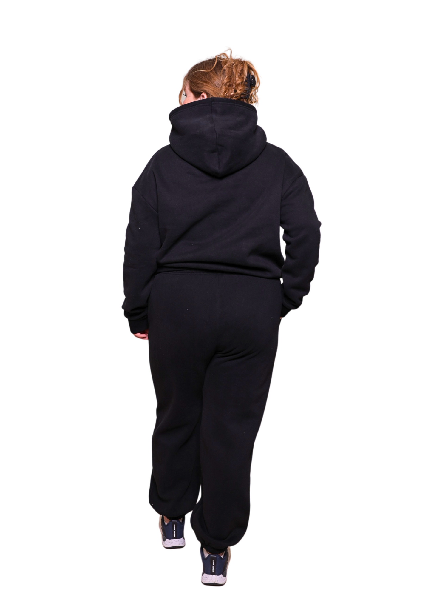 Unisex Black Heavy pullover Hoodie Jogger Set