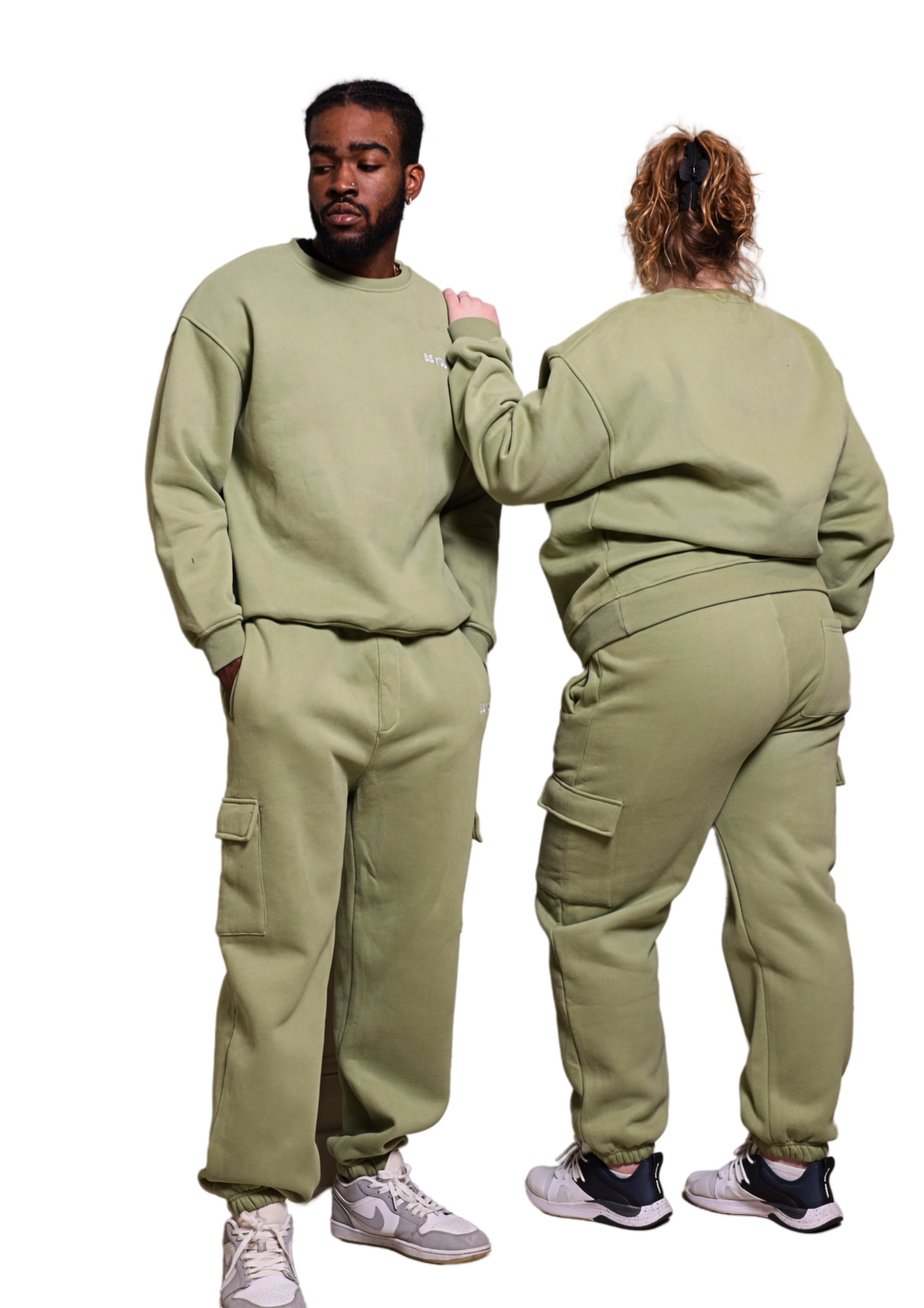 Ensemble de jogging sweat-shirt lourd vert clair unisexe