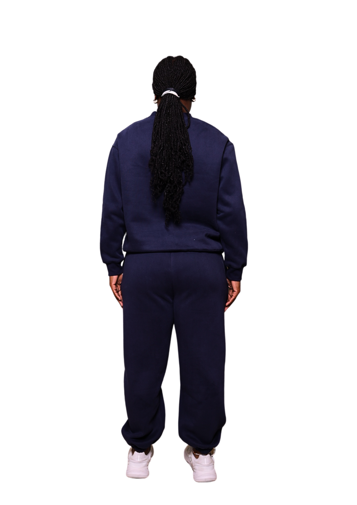 Unisex Dark Blue Crew Neck Heavy Sweatshirt Jogger Set