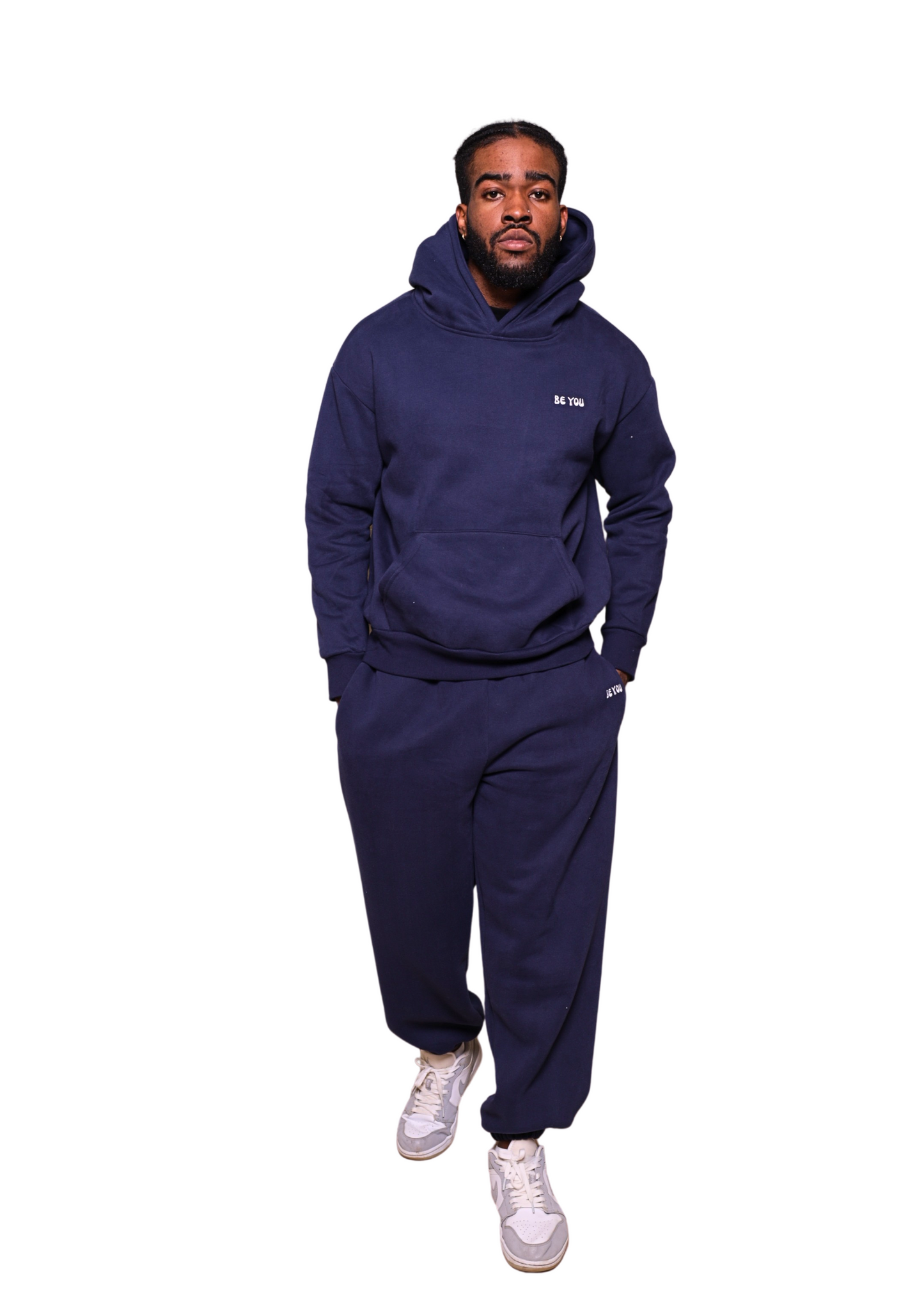 Ensemble de jogging à capuche et pull lourd bleu foncé unisexe