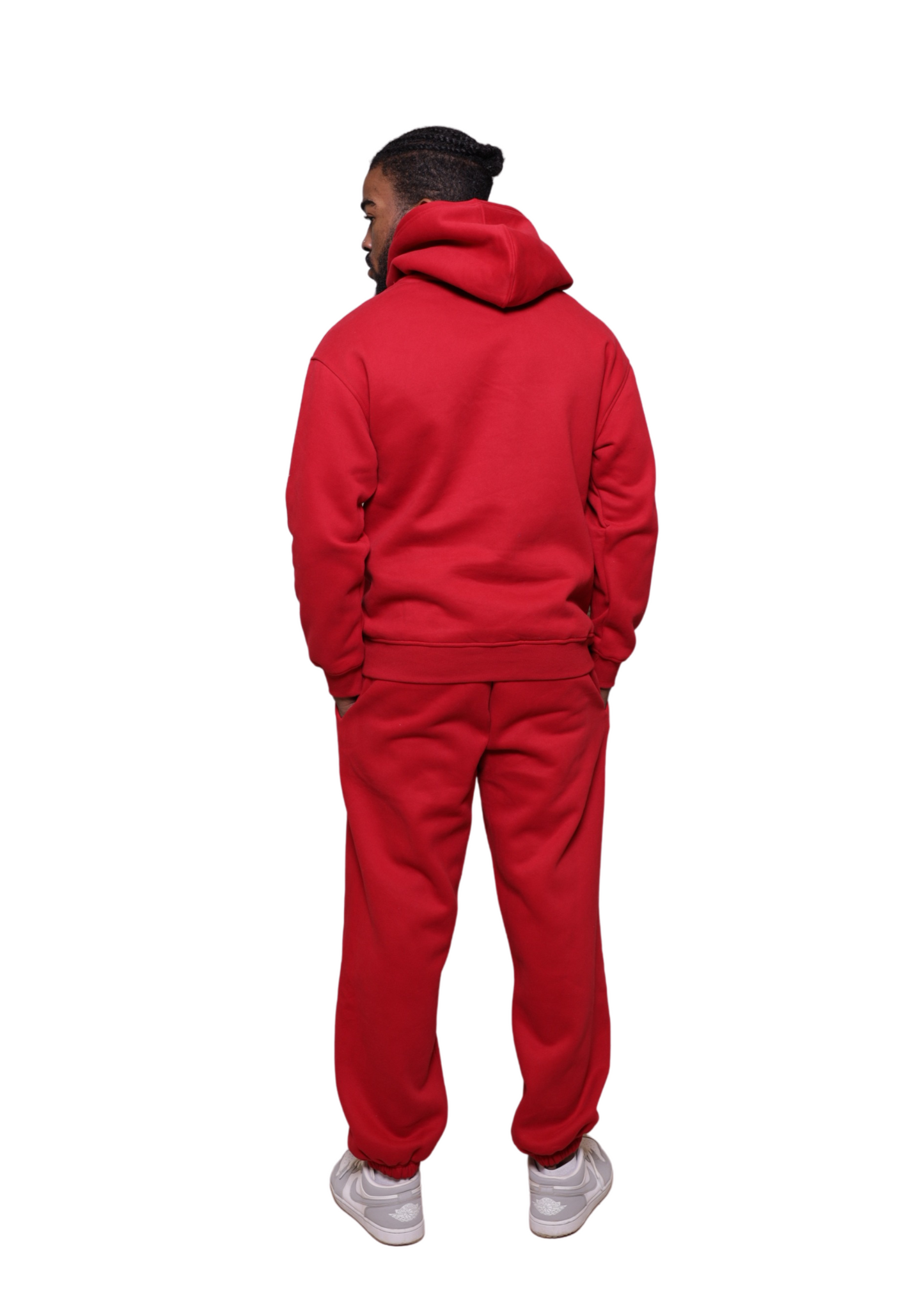 Unisex Red Heavy pullover Hoodie Jogger Set