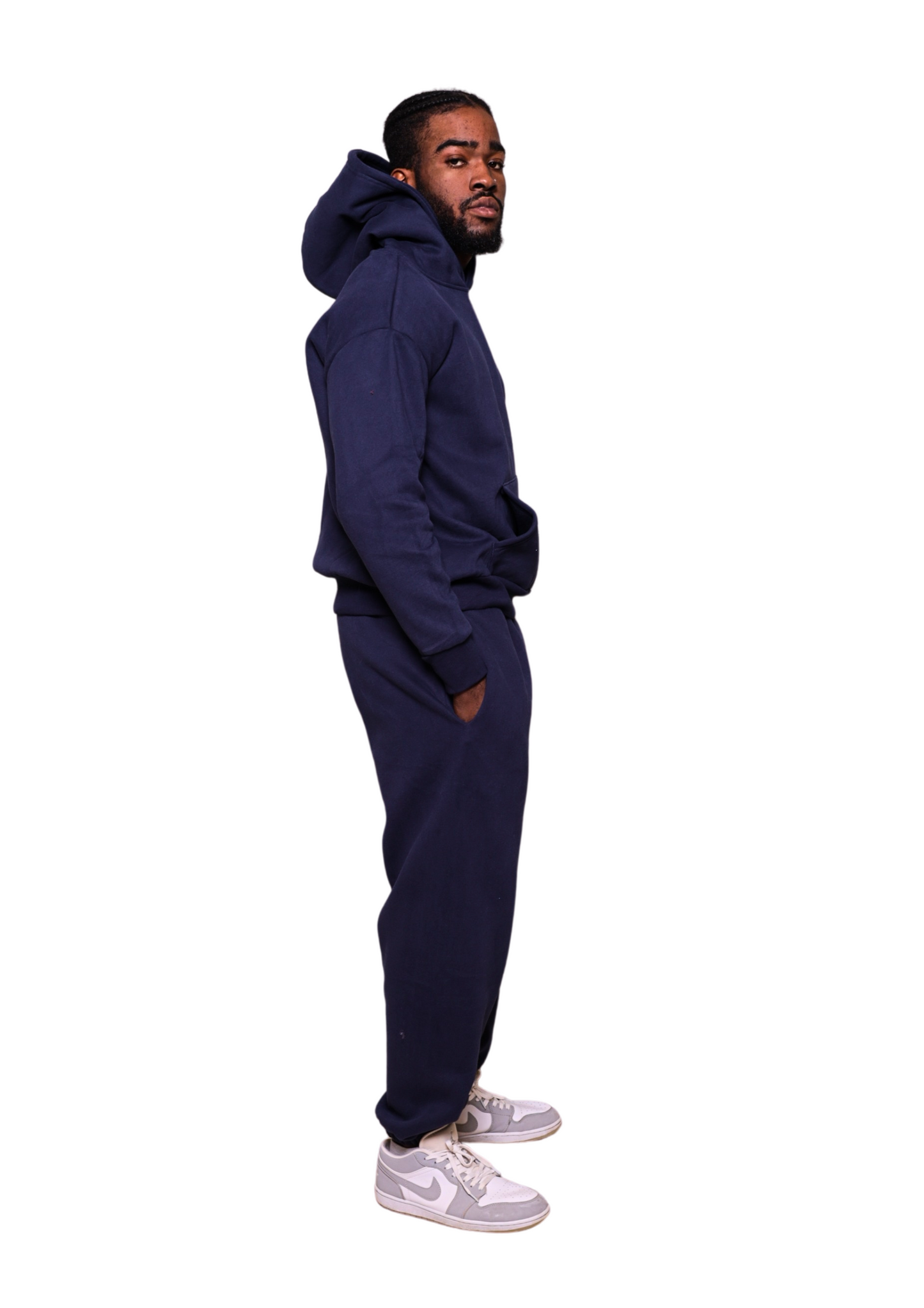 Ensemble de jogging à capuche et pull lourd bleu foncé unisexe