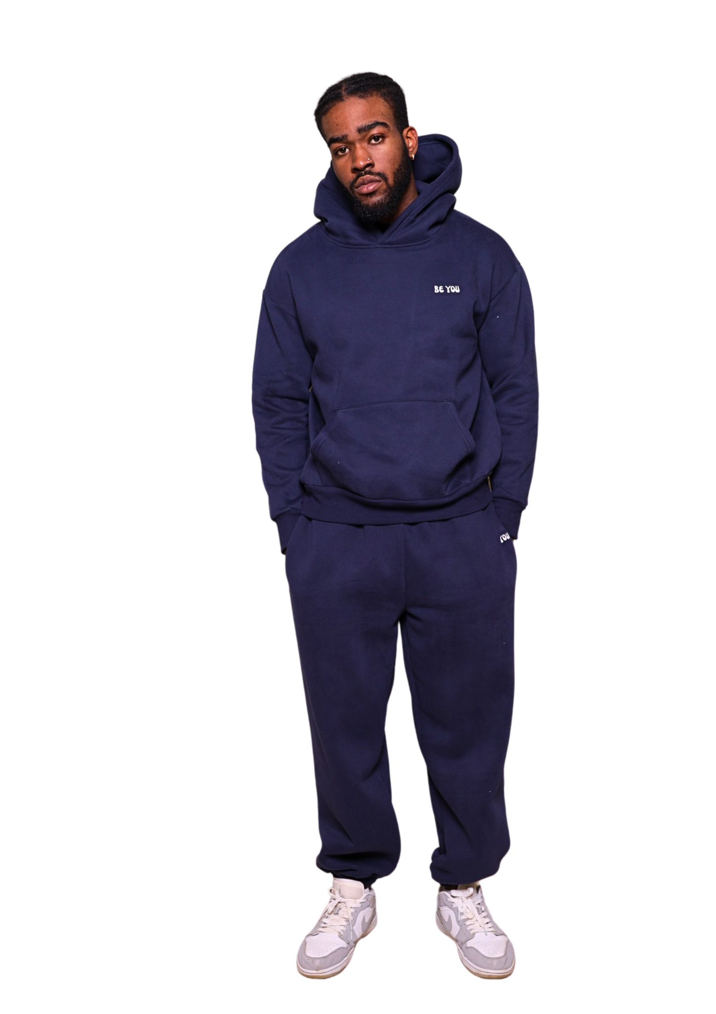 Ensemble de jogging à capuche et pull lourd bleu foncé unisexe