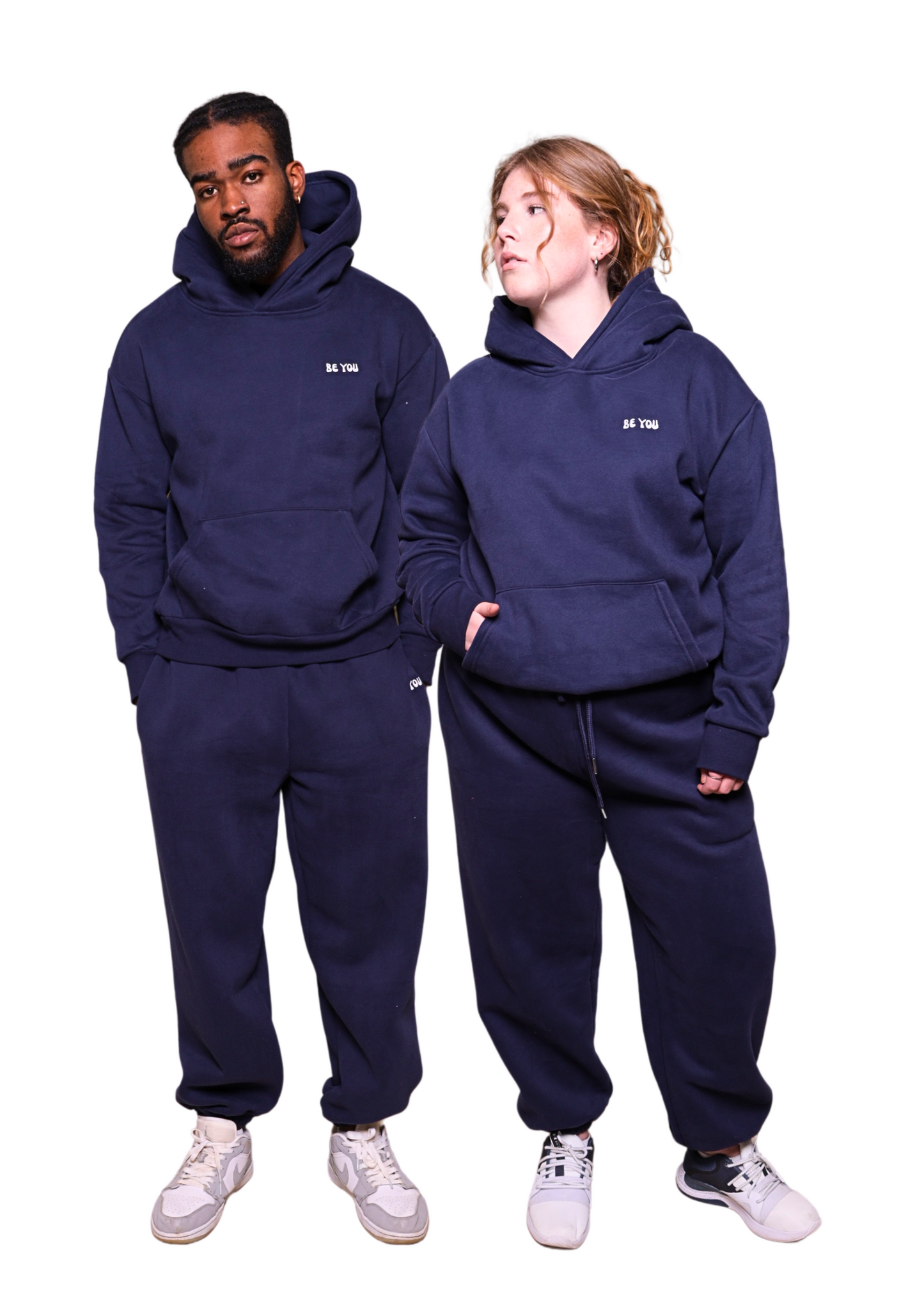 Ensemble de jogging à capuche et pull lourd bleu foncé unisexe