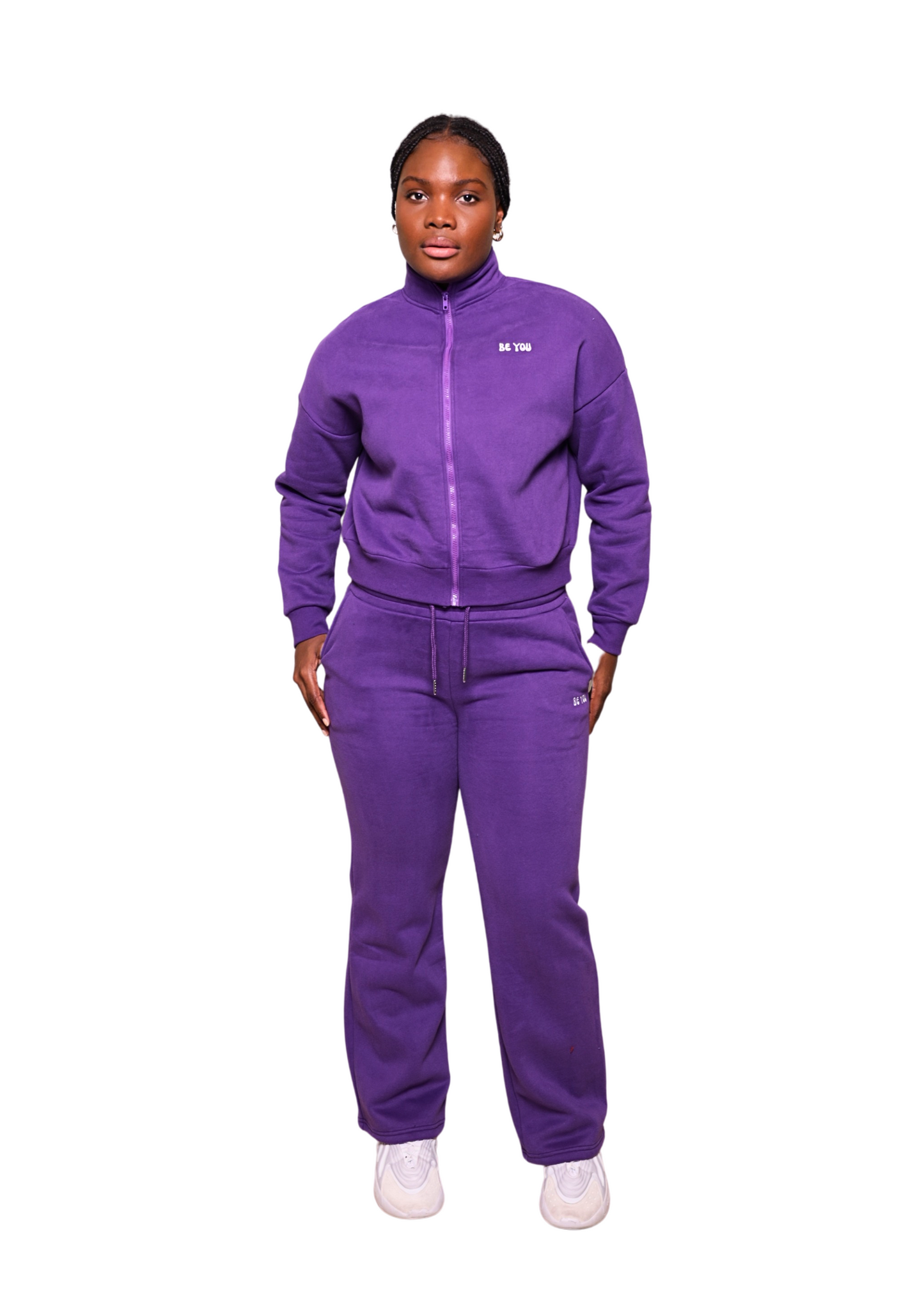 Purple Full-zip Cropped Heavy pullover Hoodie