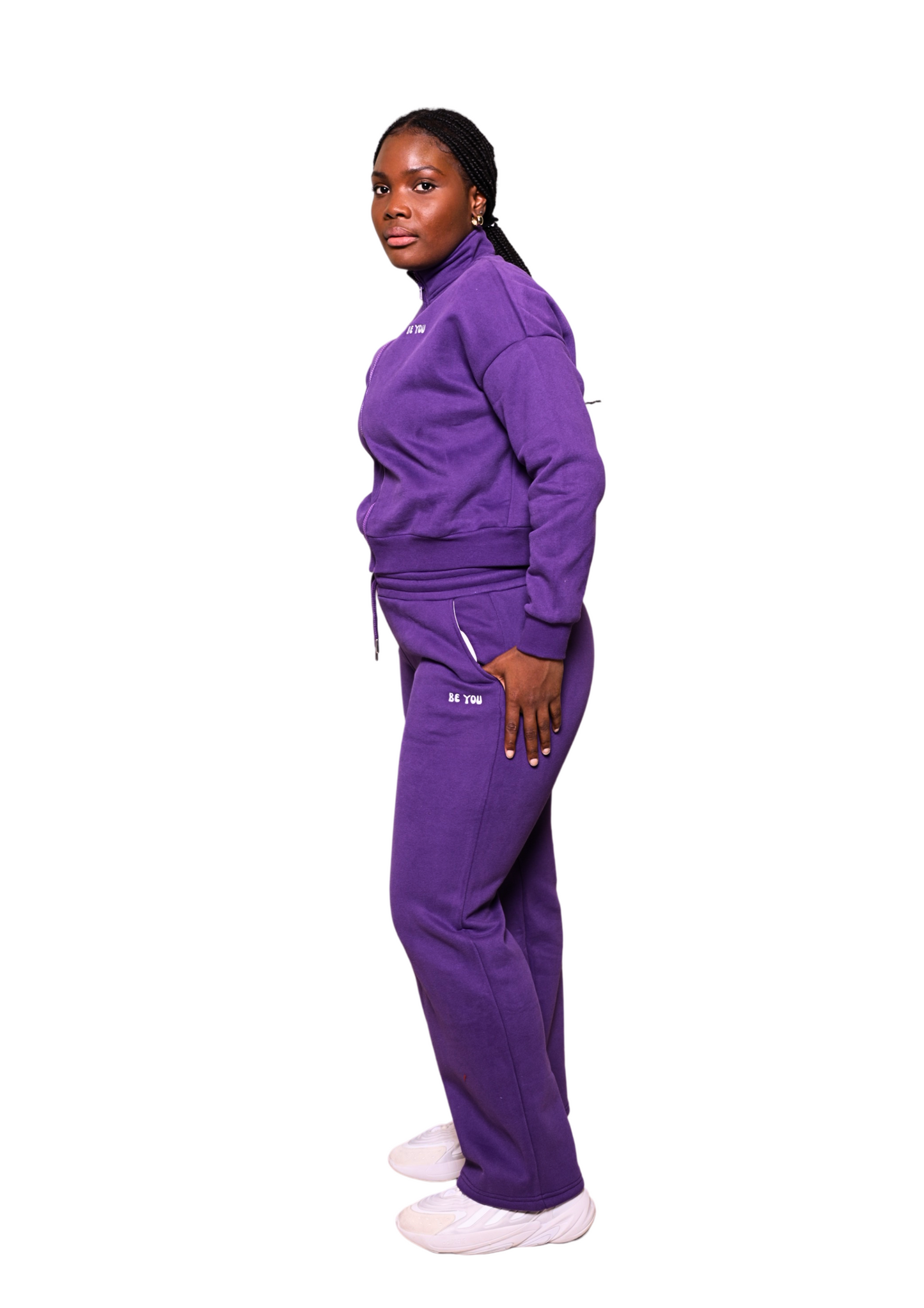 Purple Full-zip Cropped Heavy pullover Hoodie