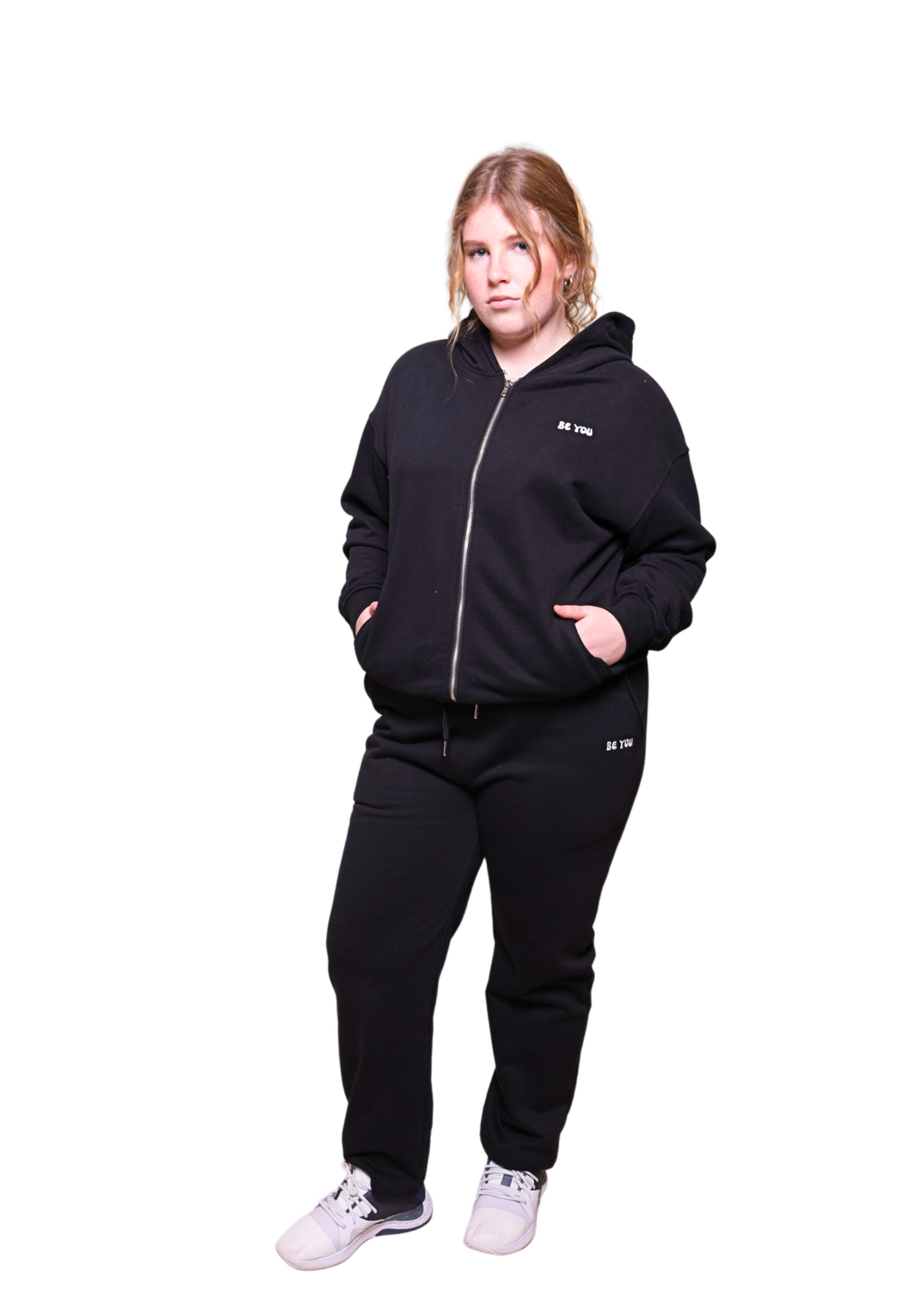 Sweat à capuche épais unisexe noir entièrement zippé