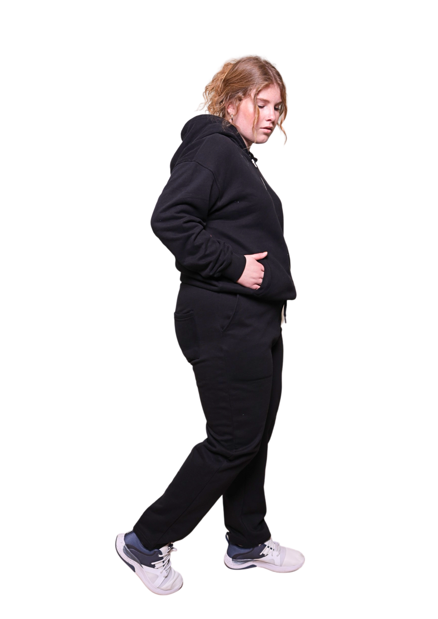 Unisex Full Zip Black Heavy pullover Hoodie Jogger Set