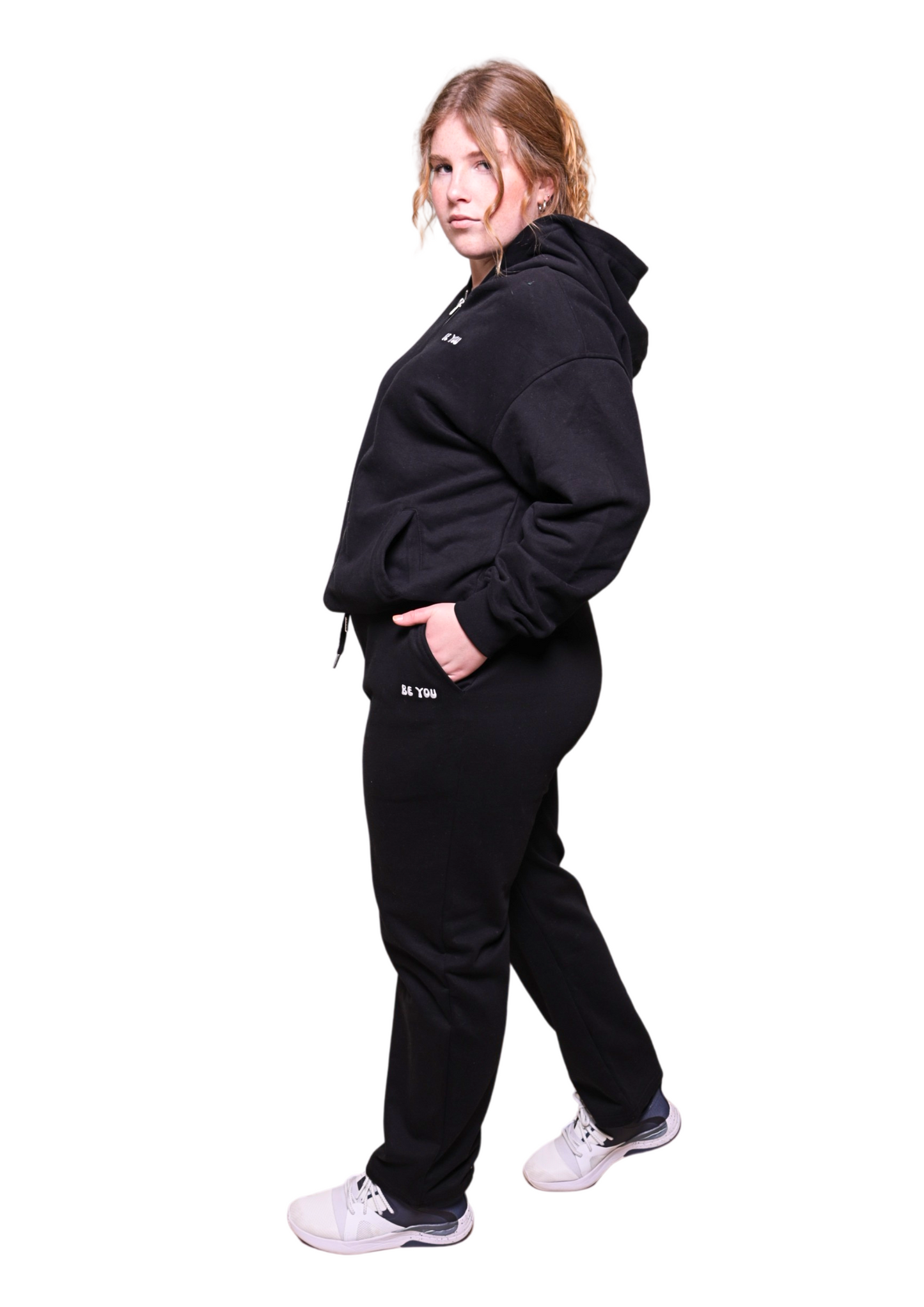 Unisex Full Zip Black Heavy pullover Hoodie Jogger Set