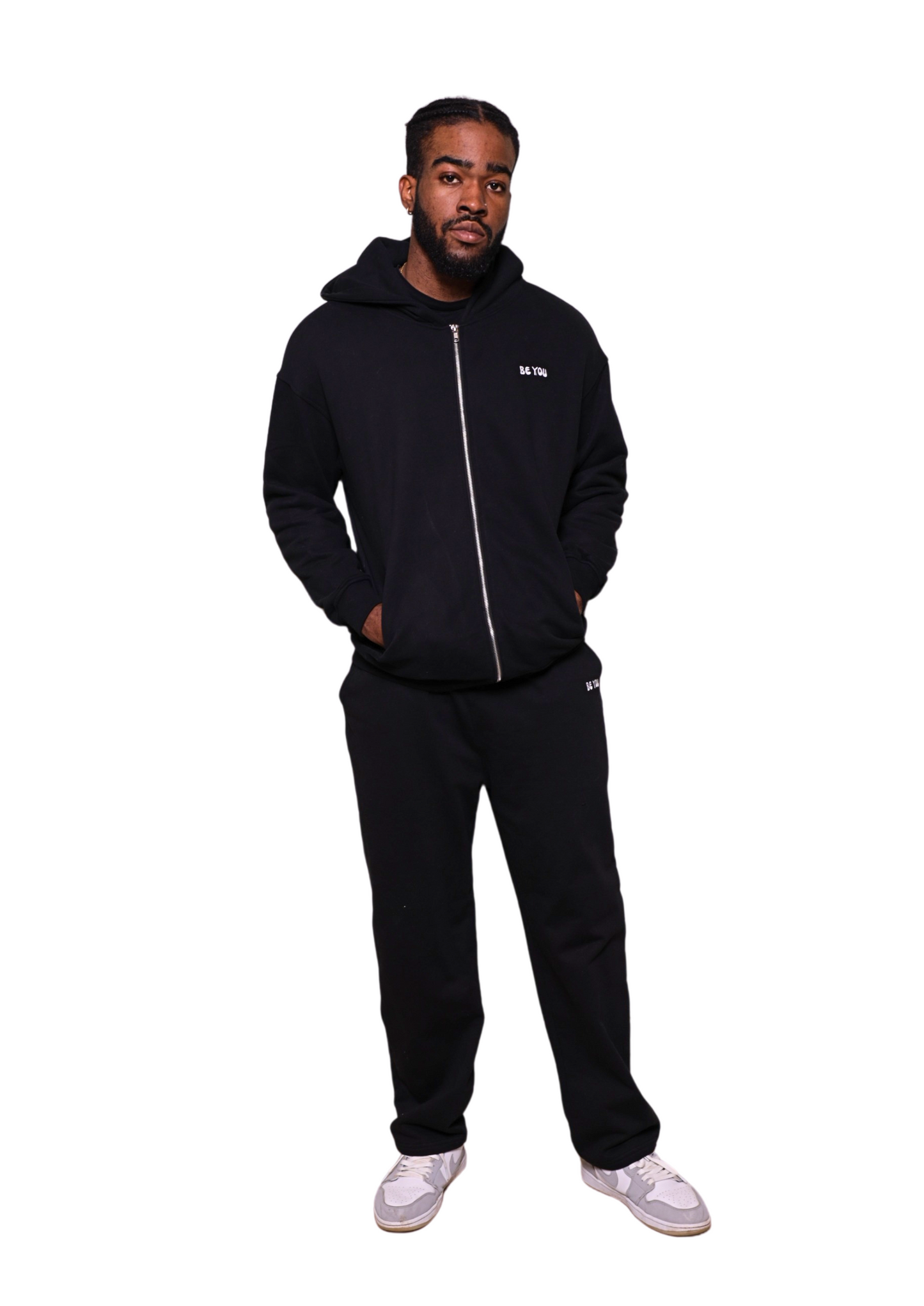 Sweat à capuche épais unisexe noir entièrement zippé