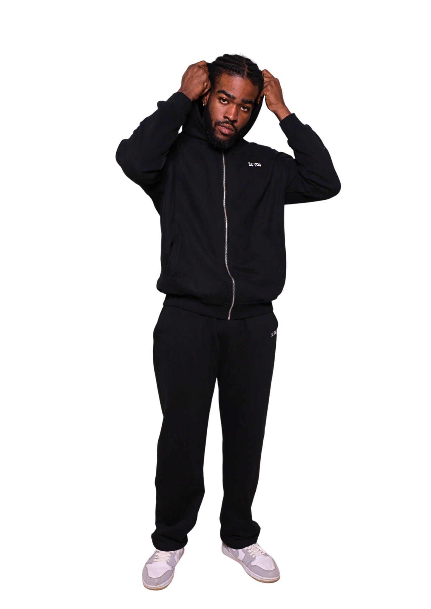 Sweat à capuche épais unisexe noir entièrement zippé