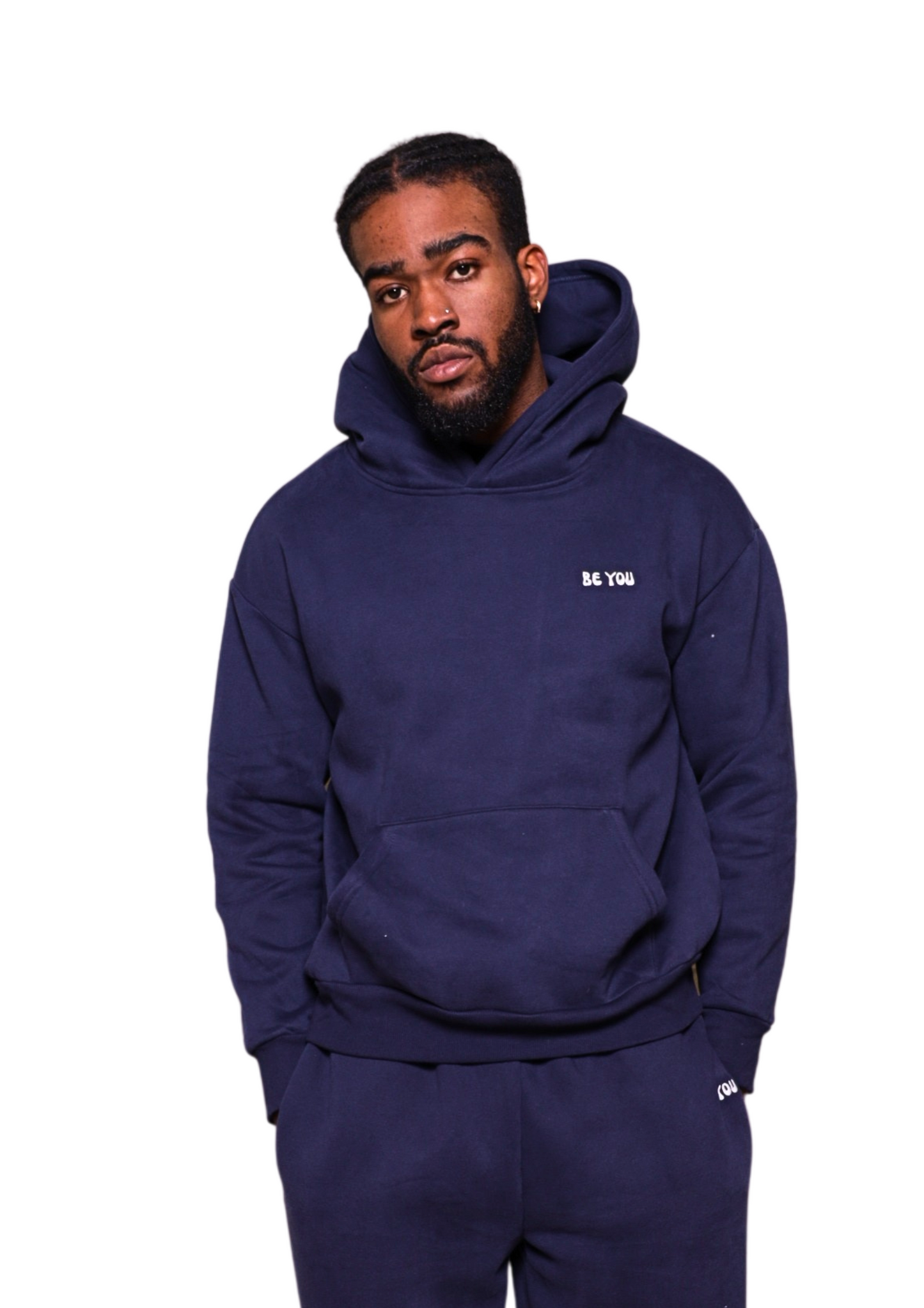 Ensemble de jogging à capuche et pull lourd bleu foncé unisexe