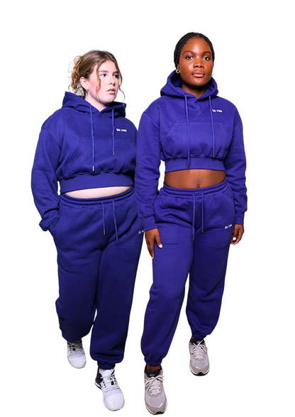 Ensemble de jogging à capuche et pull court Royal Bleu pour femme 