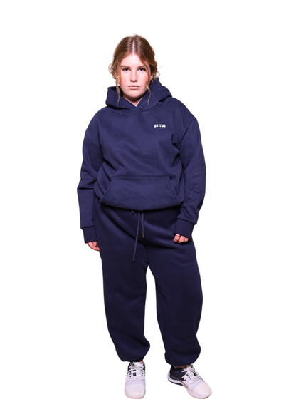Ensemble de jogging à capuche et pull lourd bleu foncé unisexe