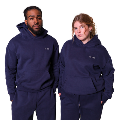 Ensemble de jogging à capuche et pull lourd bleu foncé unisexe
